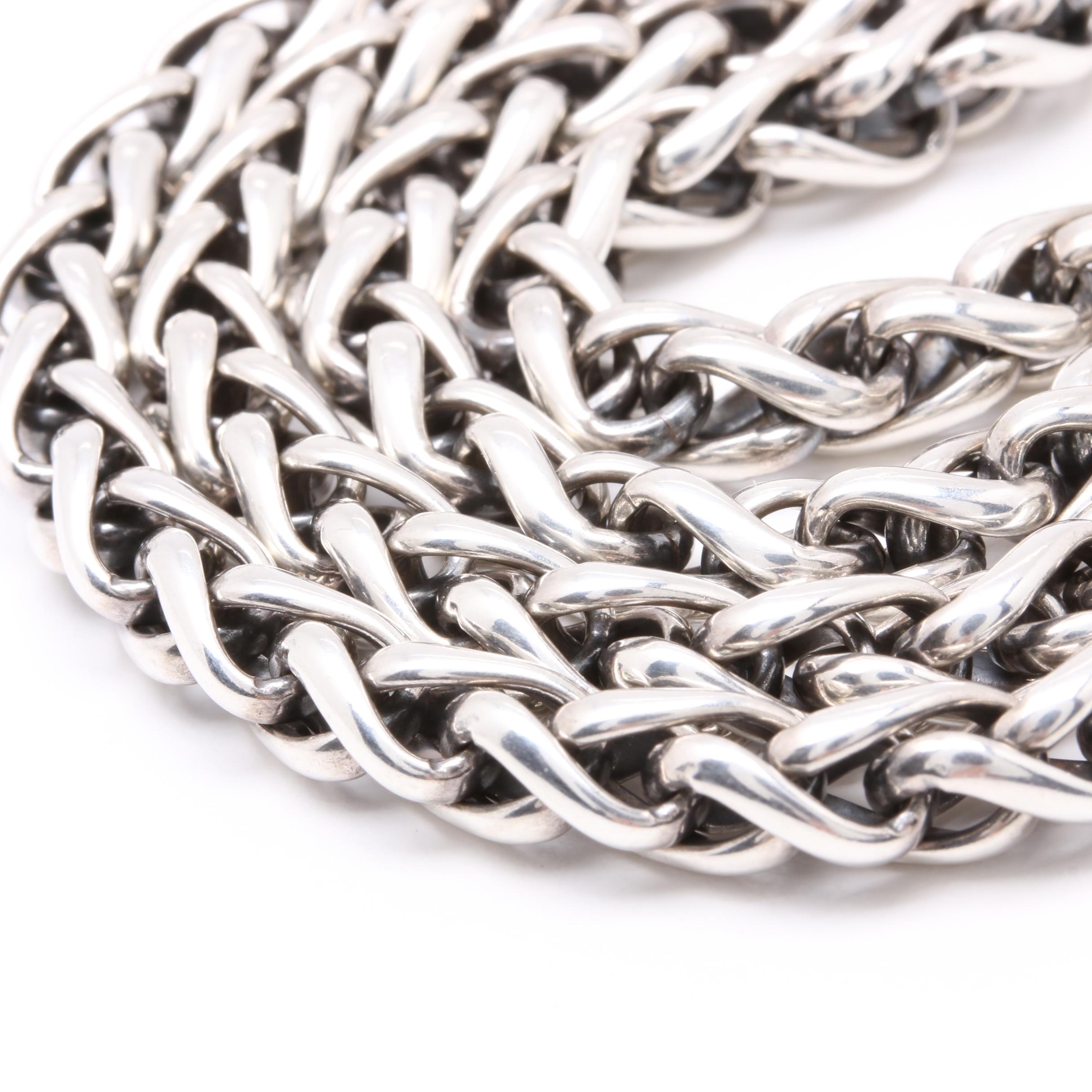 David Yurman Sterling Silver and 14K Yellow Gold Necklace With Garnets