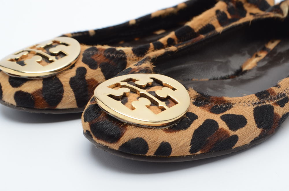Tory Burch Leopard Print Dyed Calfskin Flats