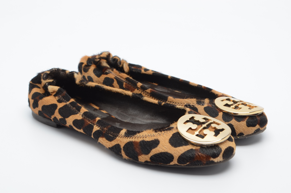 Tory Burch Leopard Print Dyed Calfskin Flats