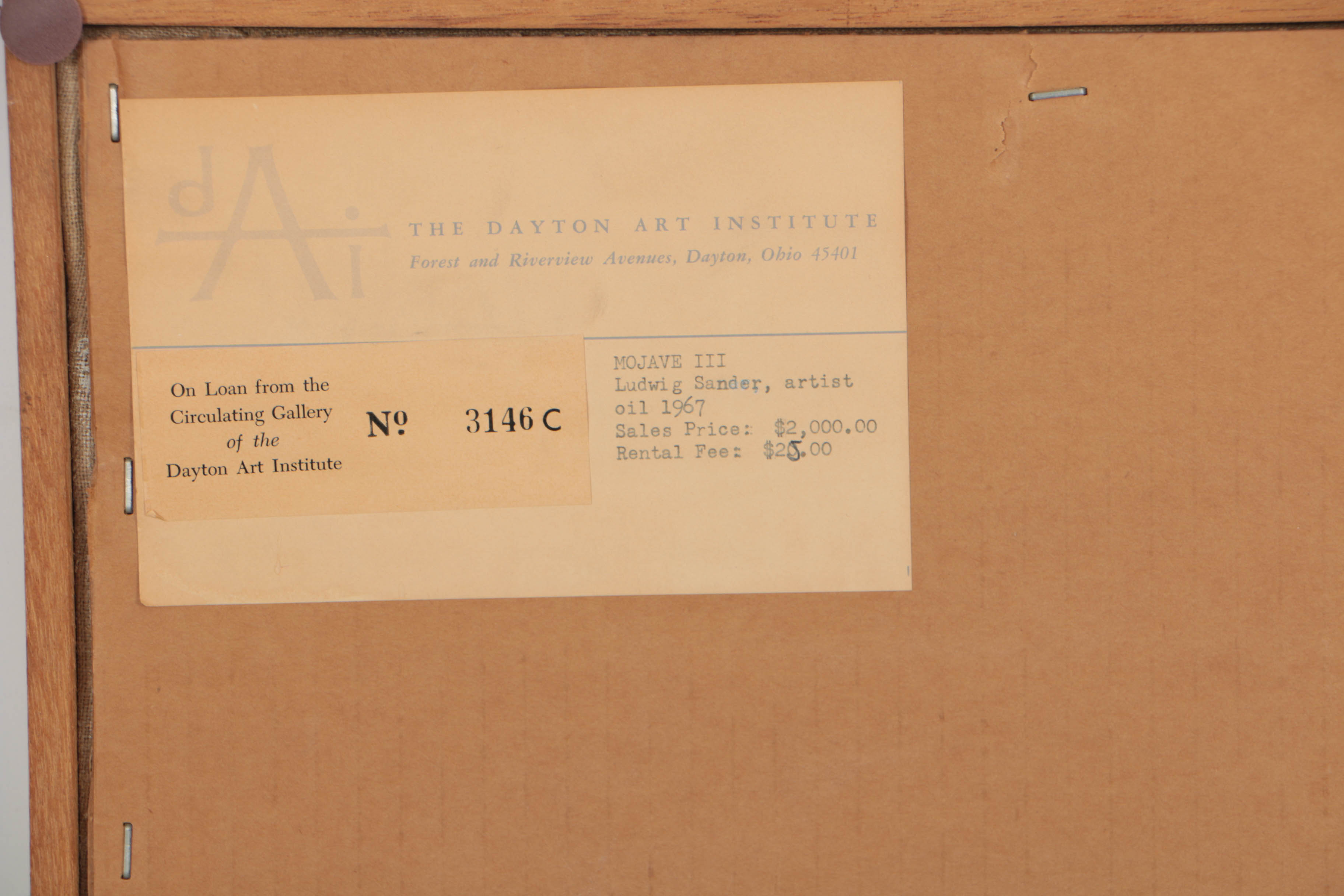 Ludwig Sander 1967 Oil on Canvas "Mojave III"