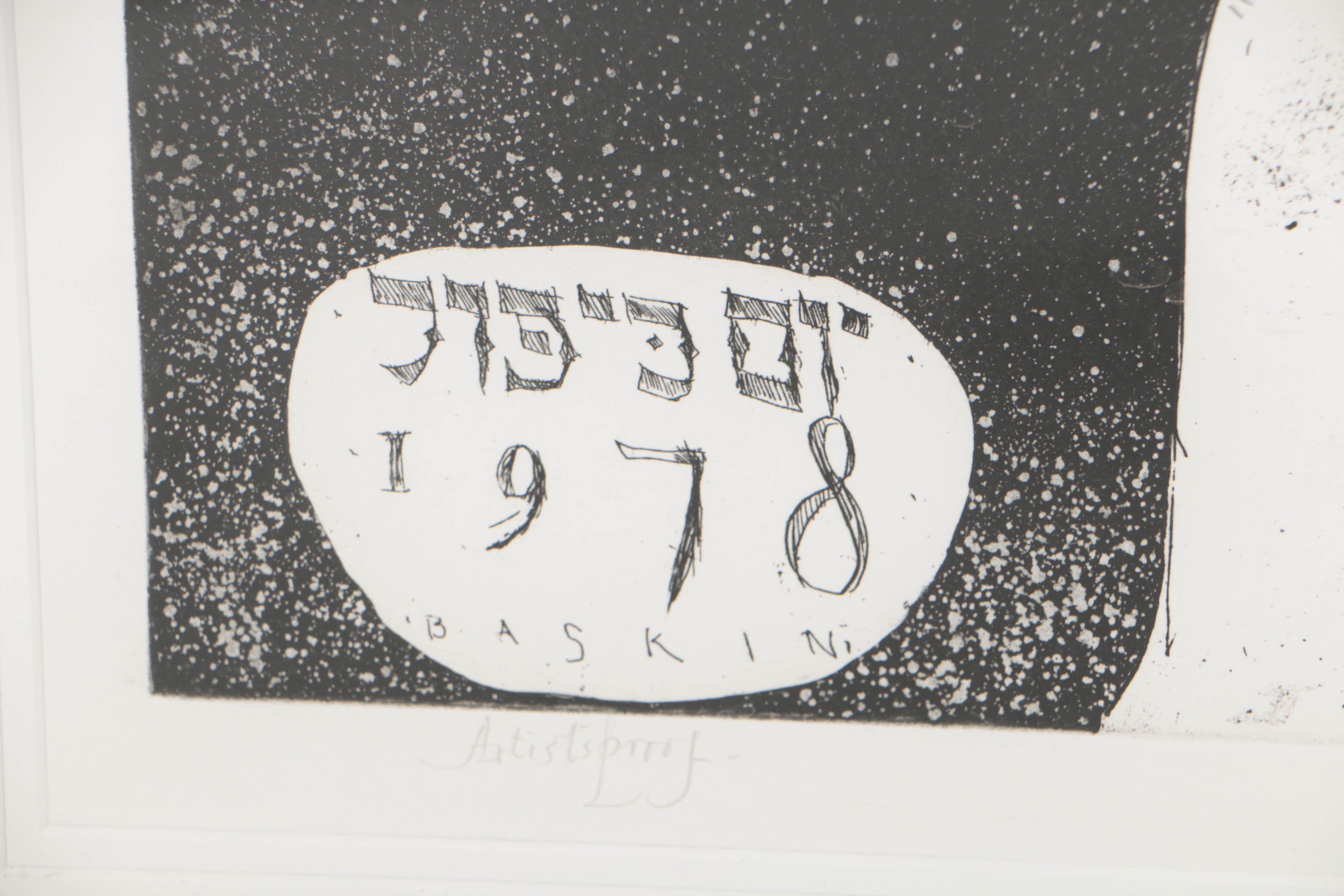 Leonard Baskin Artist's Proof Etching "Yom Kippur Angel"