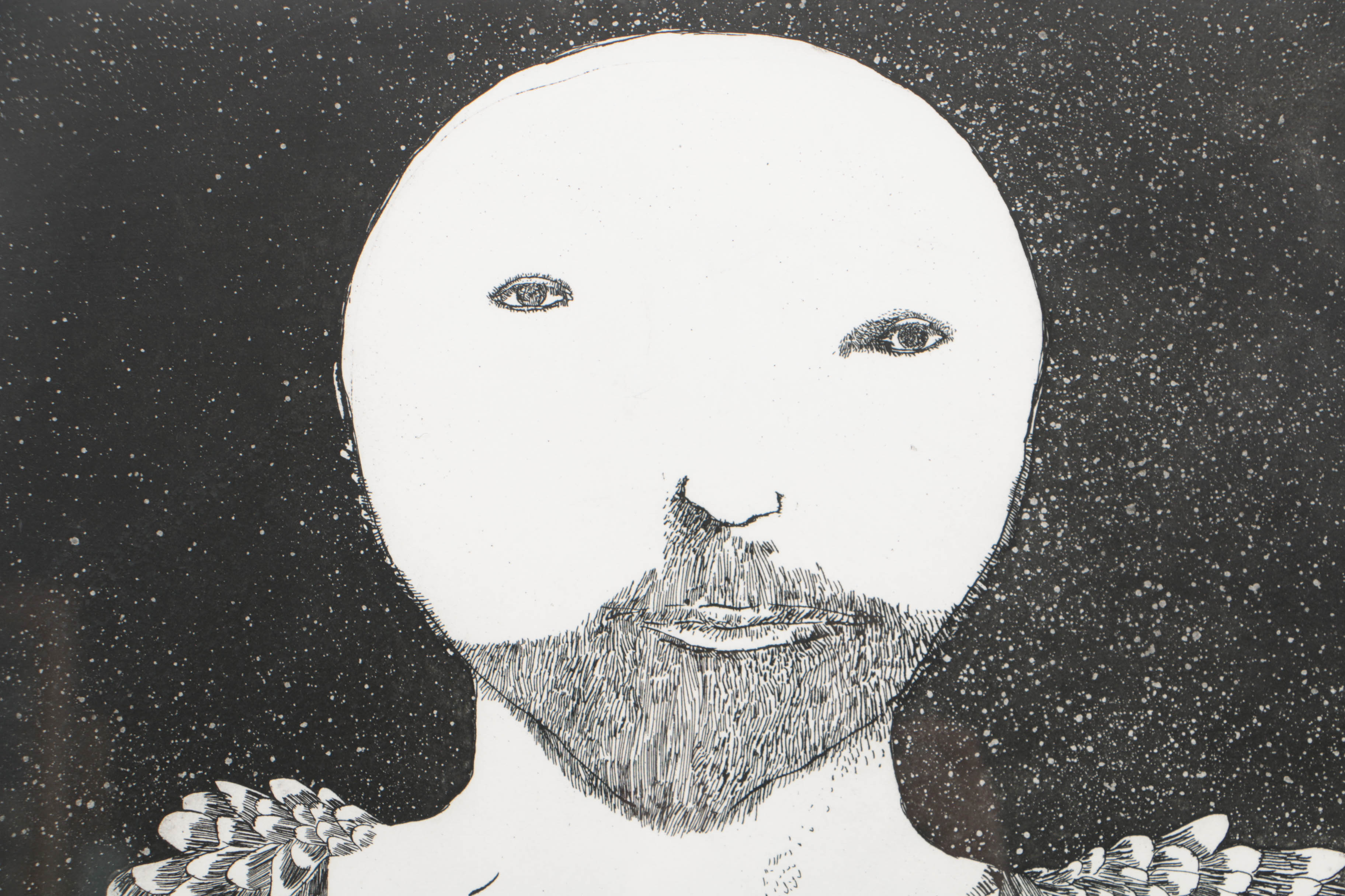 Leonard Baskin Artist's Proof Etching "Yom Kippur Angel"