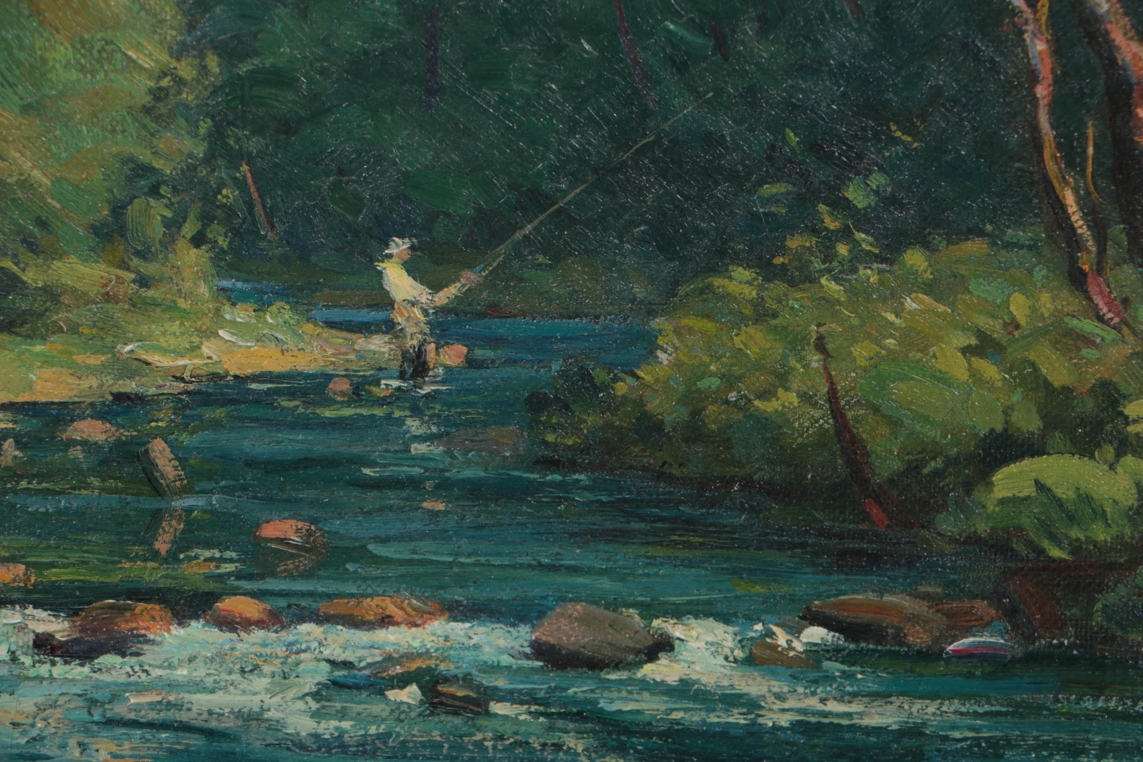 Varaldo Cariani Oil on Canvas Creek Landscape