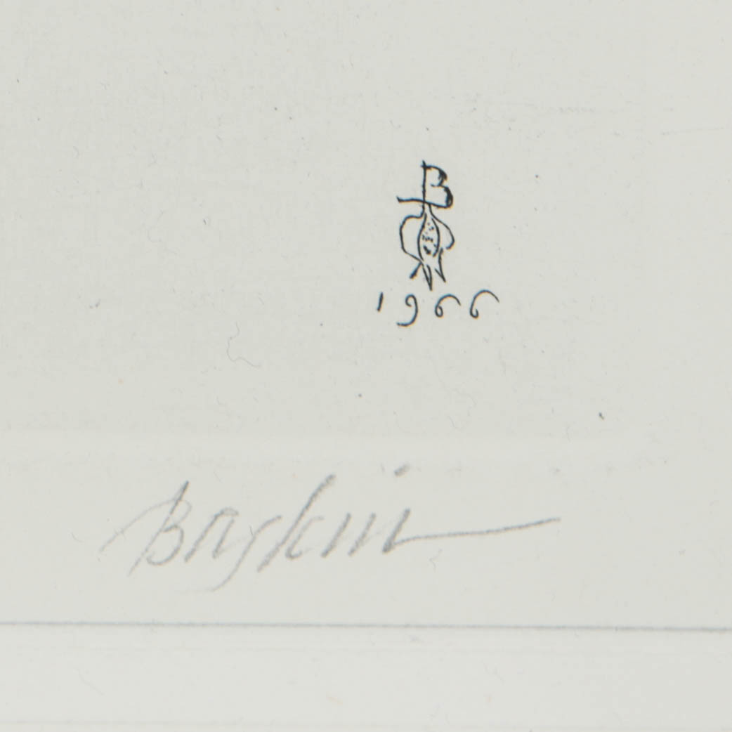 Leonard Baskin 1966 Limited Edition Etching "Standing Bird"