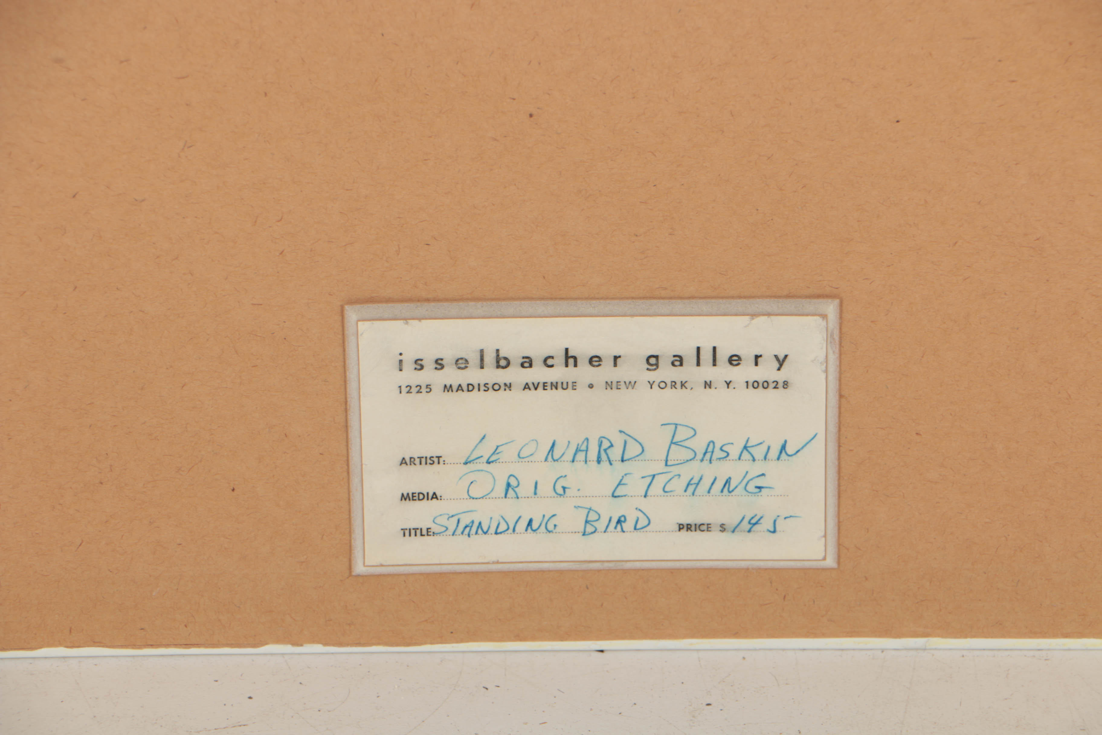 Leonard Baskin 1966 Limited Edition Etching "Standing Bird"