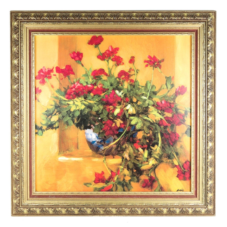 After Philip Craig Embellished Offset Lithograph "Ivy Geraniums"