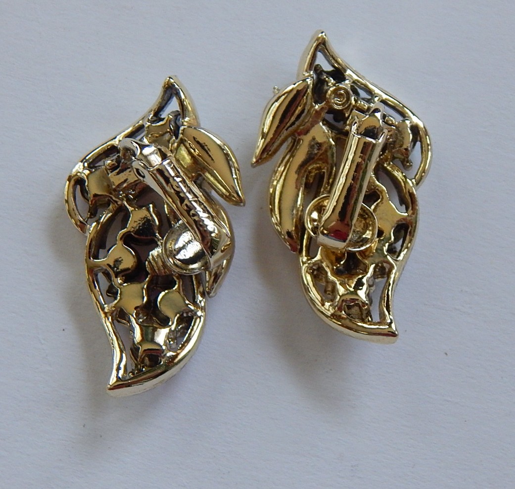 Vintage Coro Red Aurora Borealis Necklace and Earrings and Dior Earrings