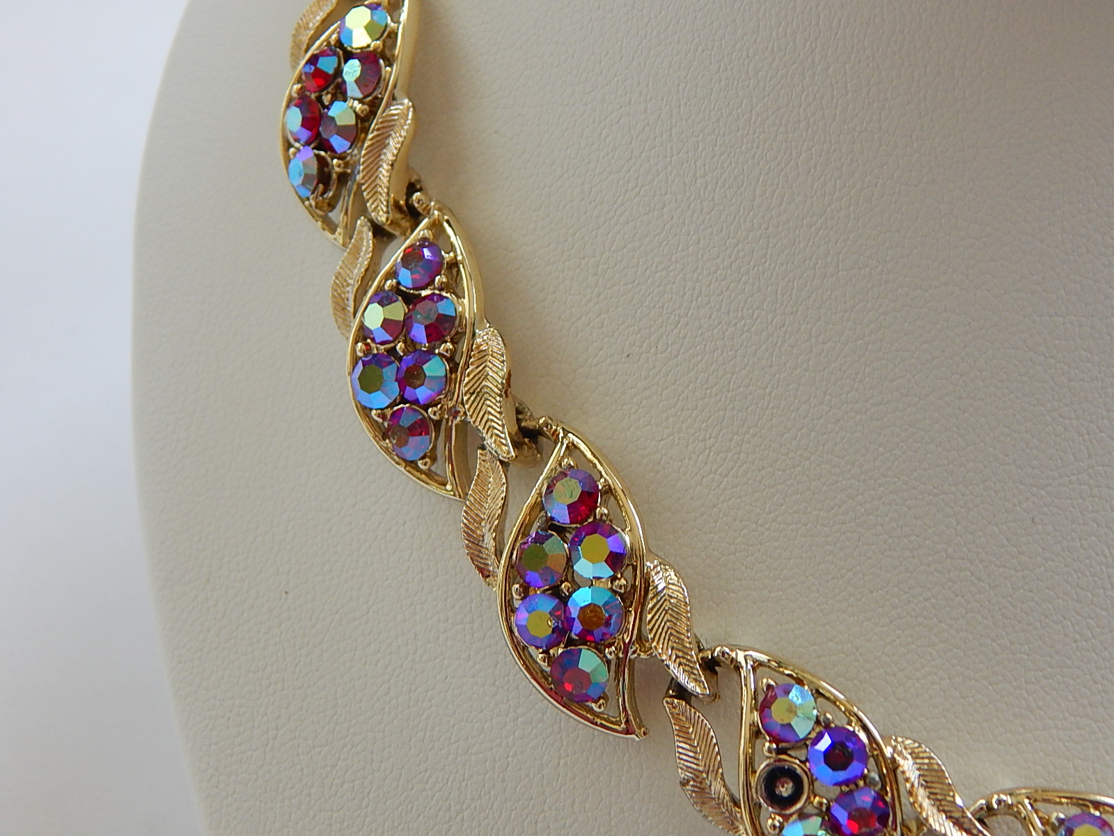 Vintage Coro Red Aurora Borealis Necklace and Earrings and Dior Earrings