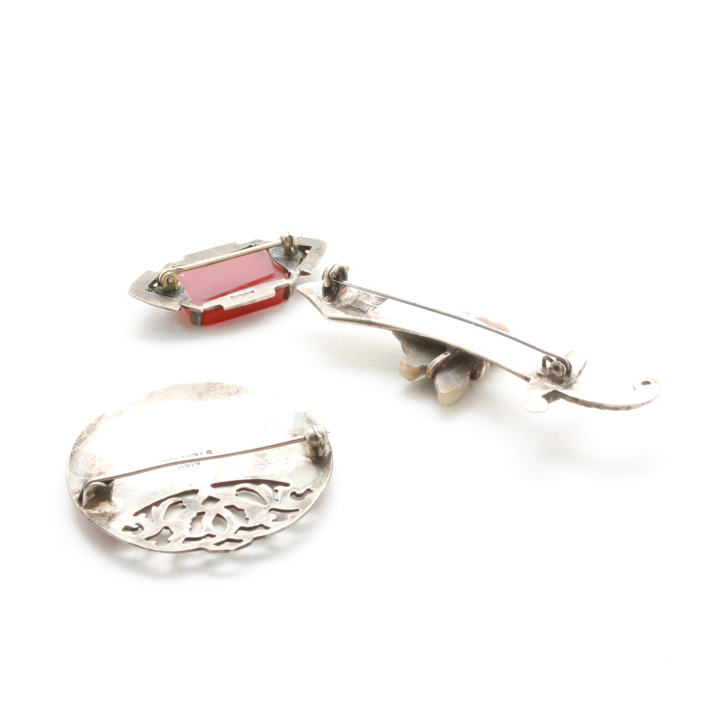 Sterling Silver Gemstone Jewelry Including Niello Enamel