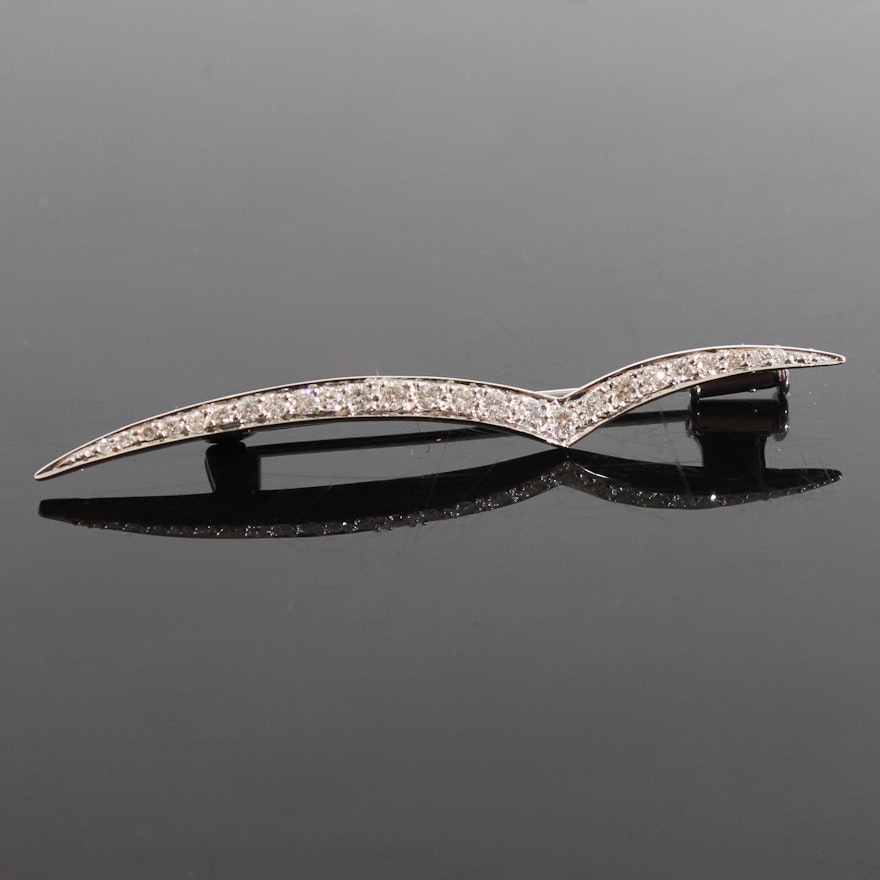 18K White Gold Diamond Brooch