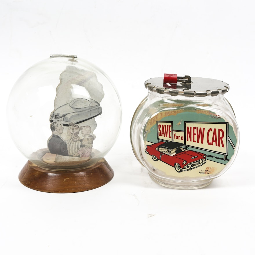 Vintage New Car Glass Bubble Banks