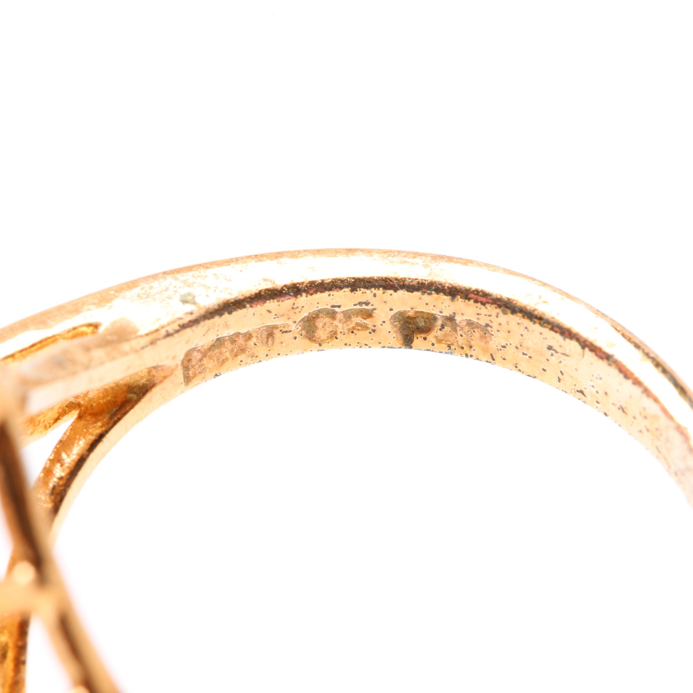 Gold Tone Gemstone Rings Including Opal