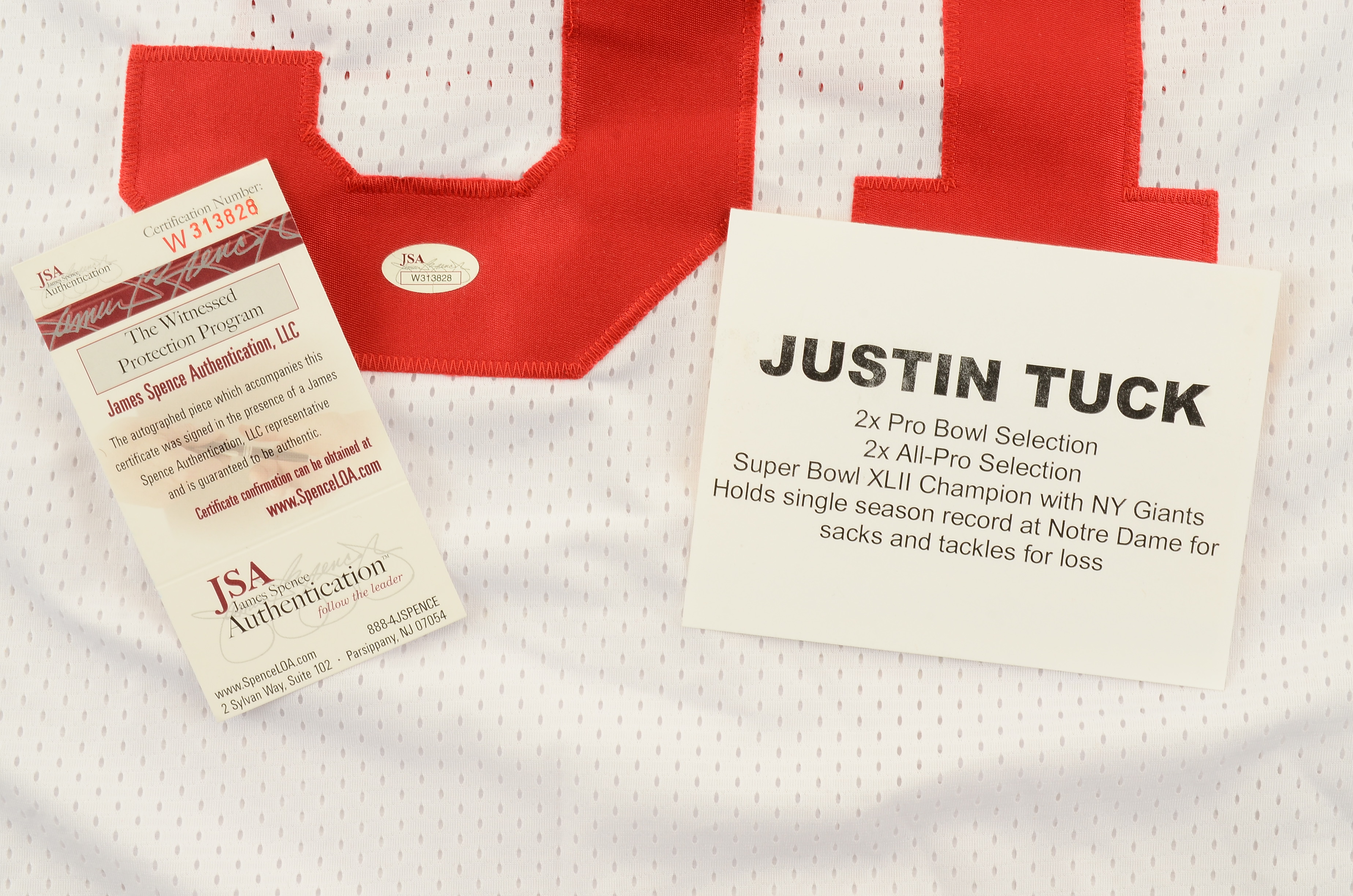 Justin Tuck Signed Giants Jersey  COA
