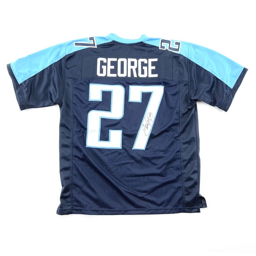 Eddie George Signed Titans Jersey  COA