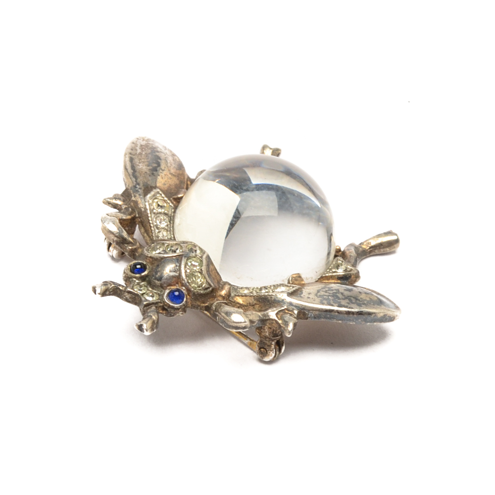 Sterling Silver Crown Trifari Jelly Belly Brooch