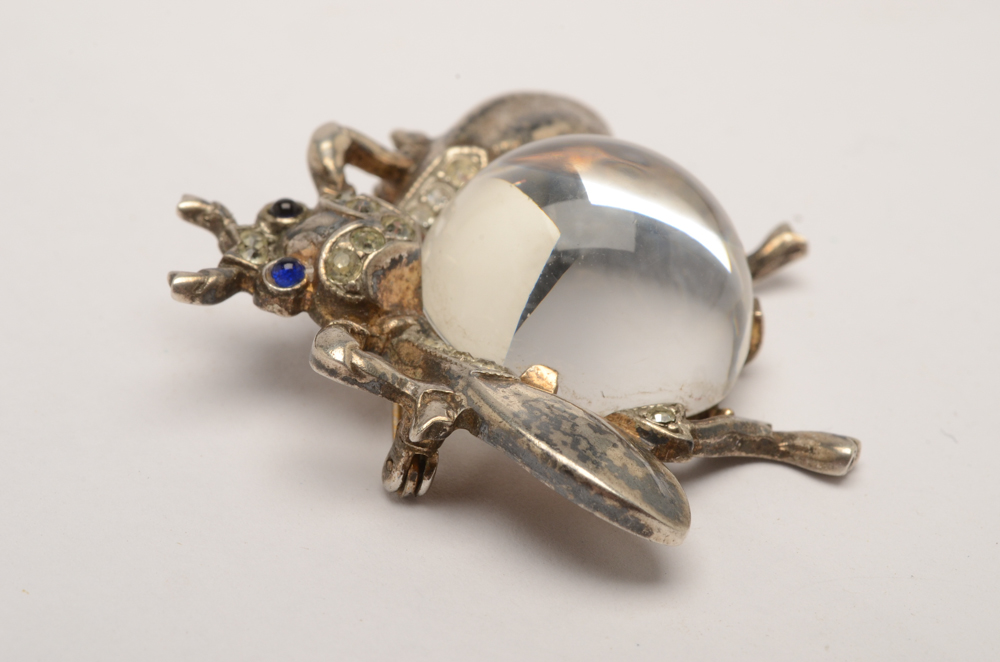 Sterling Silver Crown Trifari Jelly Belly Brooch