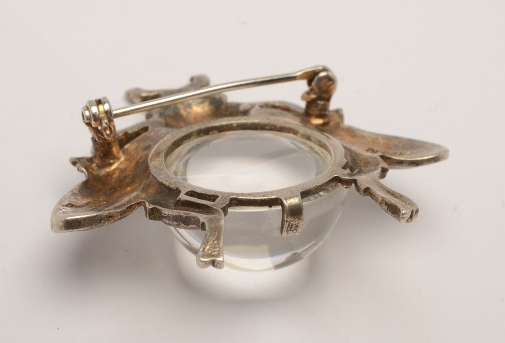 Sterling Silver Crown Trifari Jelly Belly Brooch