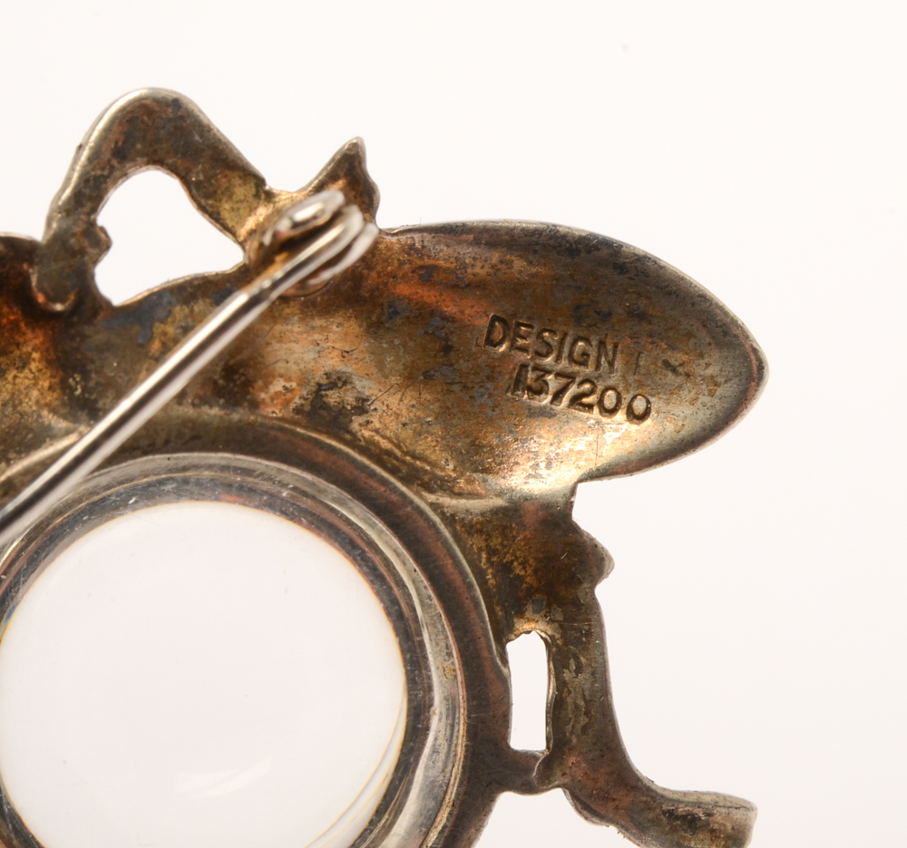 Sterling Silver Crown Trifari Jelly Belly Brooch