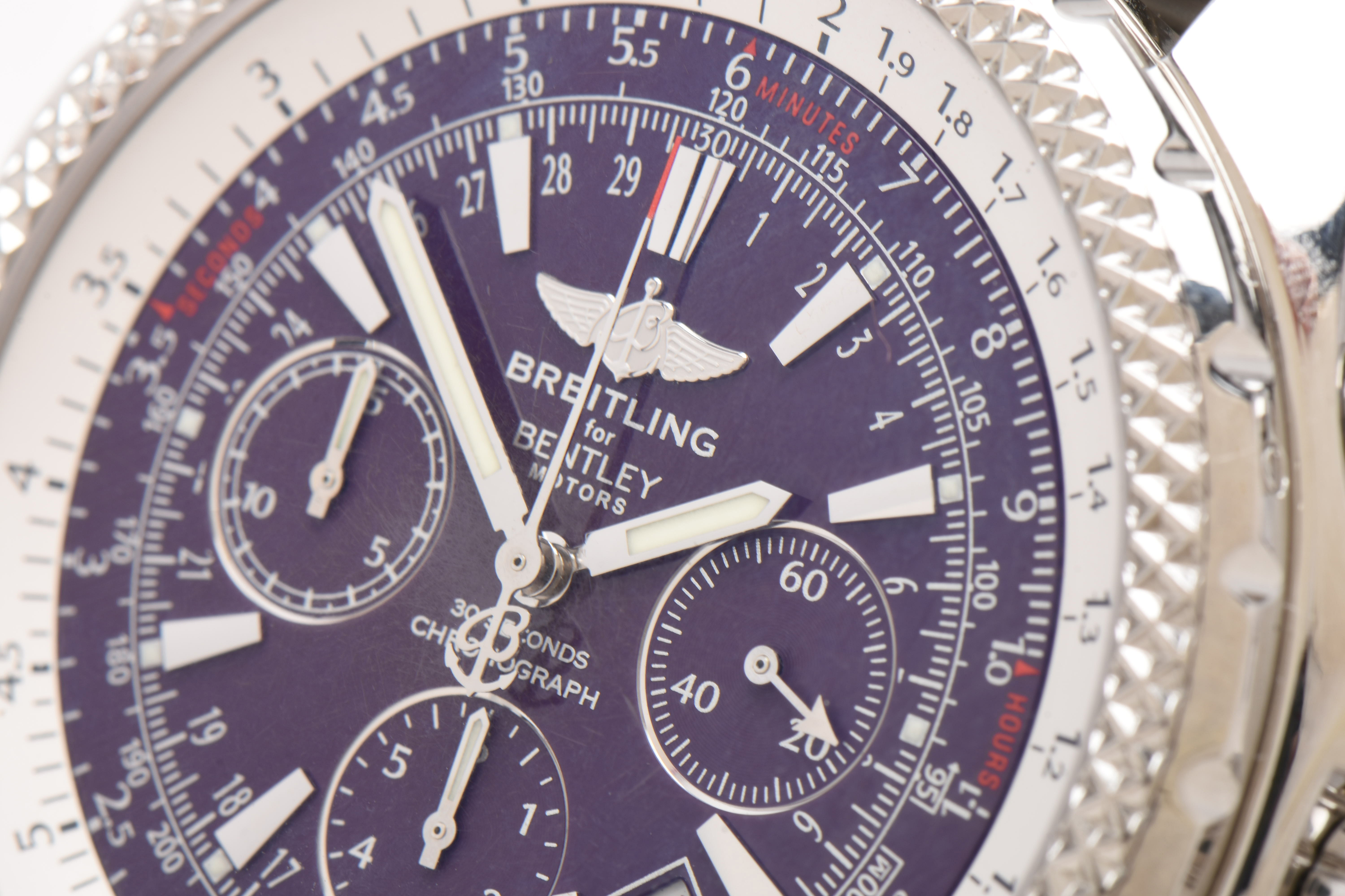 Breitling for Bentley Motors Automatic Chronograph Purple Dial Steel Watch