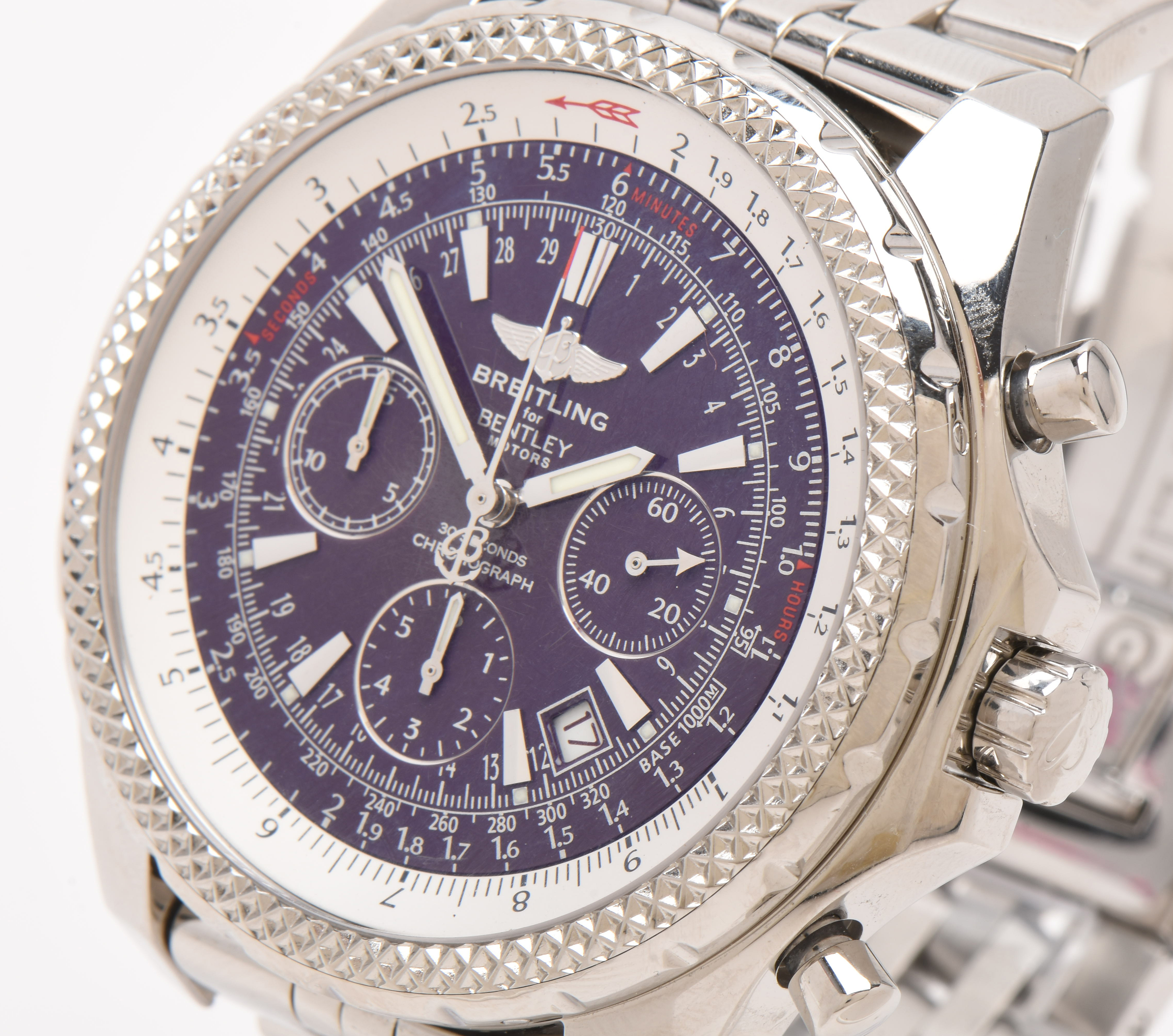 Breitling for Bentley Motors Automatic Chronograph Purple Dial Steel Watch
