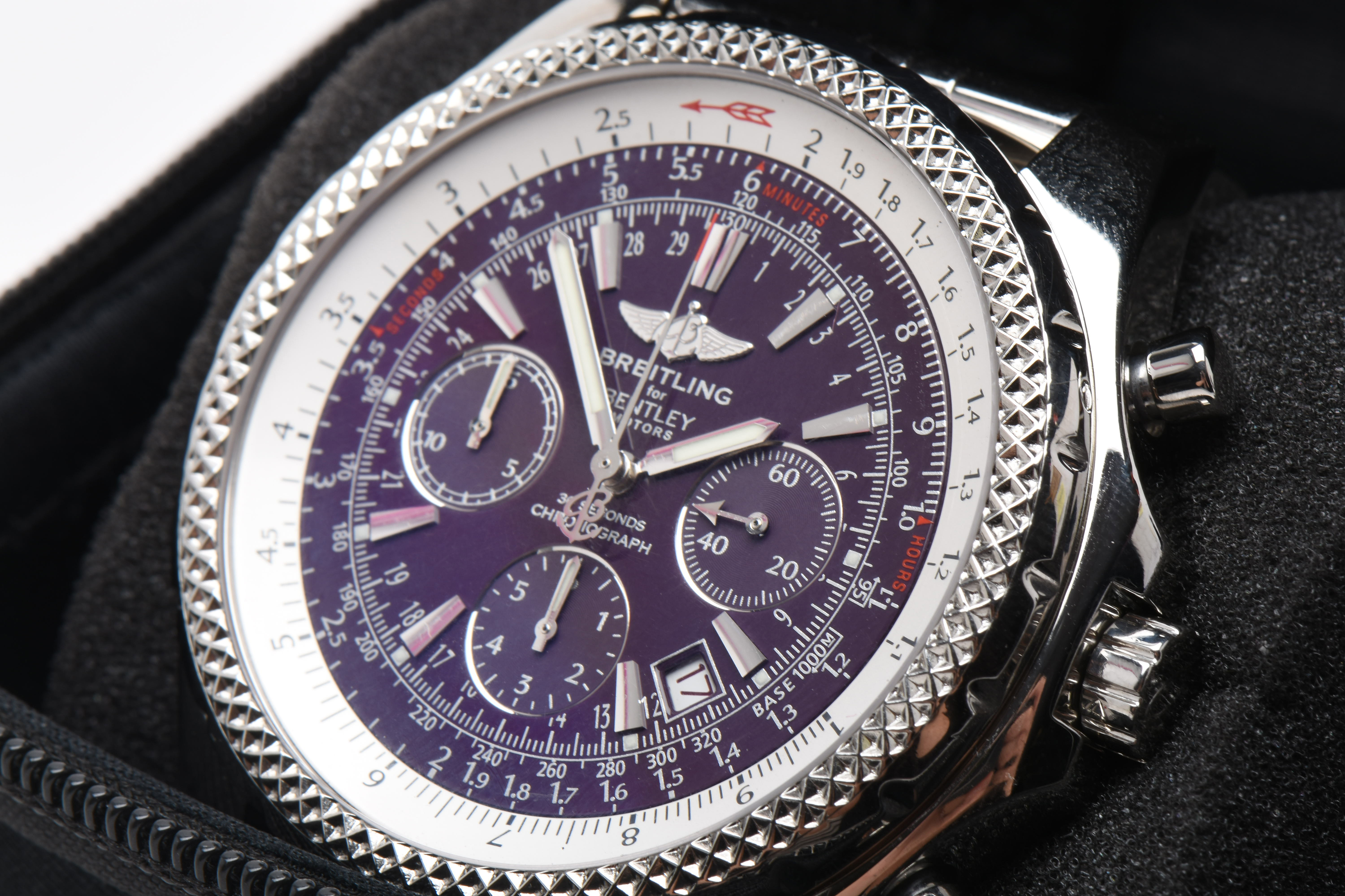 Breitling for Bentley Motors Automatic Chronograph Purple Dial Steel Watch