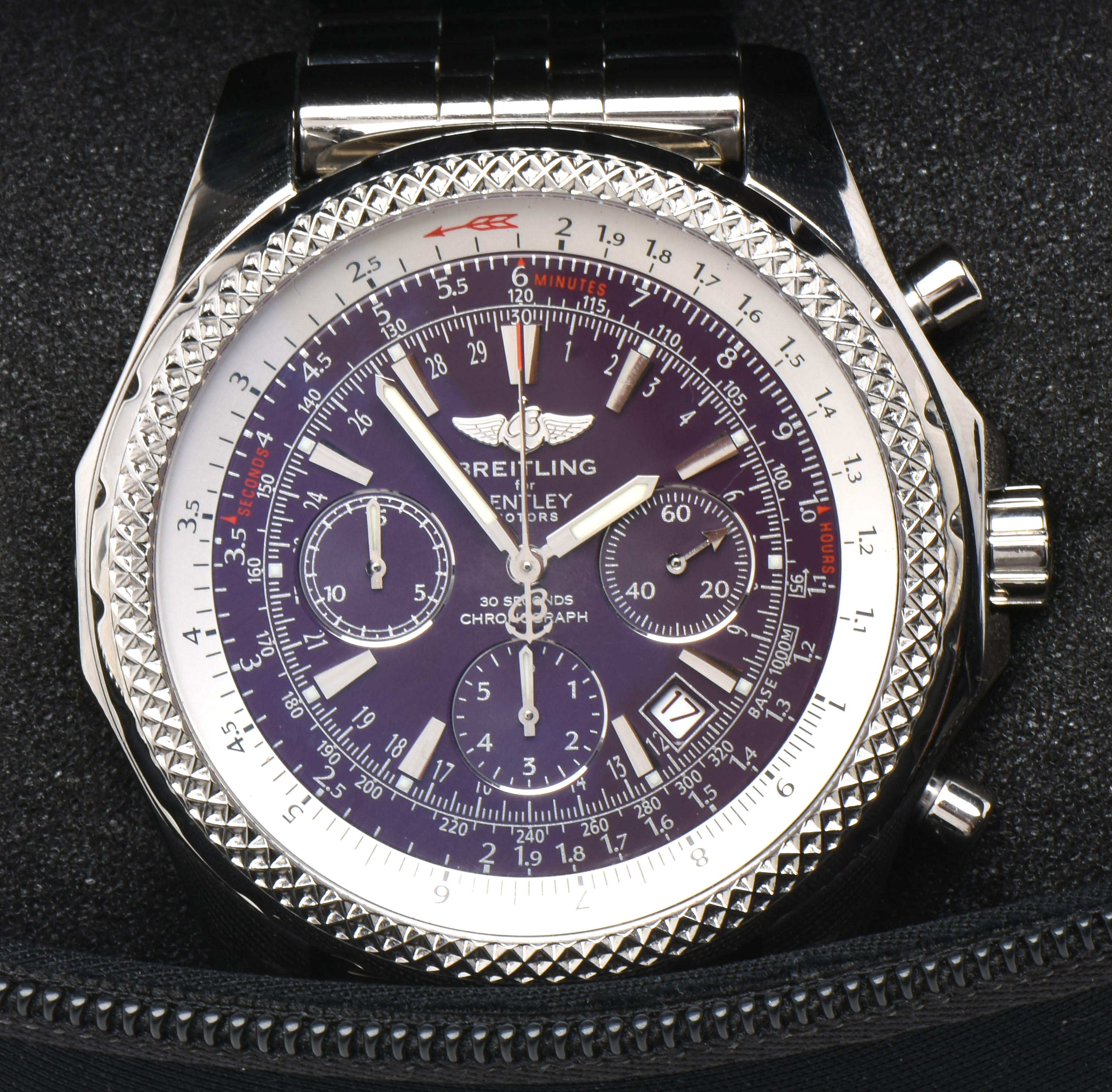 Breitling for Bentley Motors Automatic Chronograph Purple Dial Steel Watch
