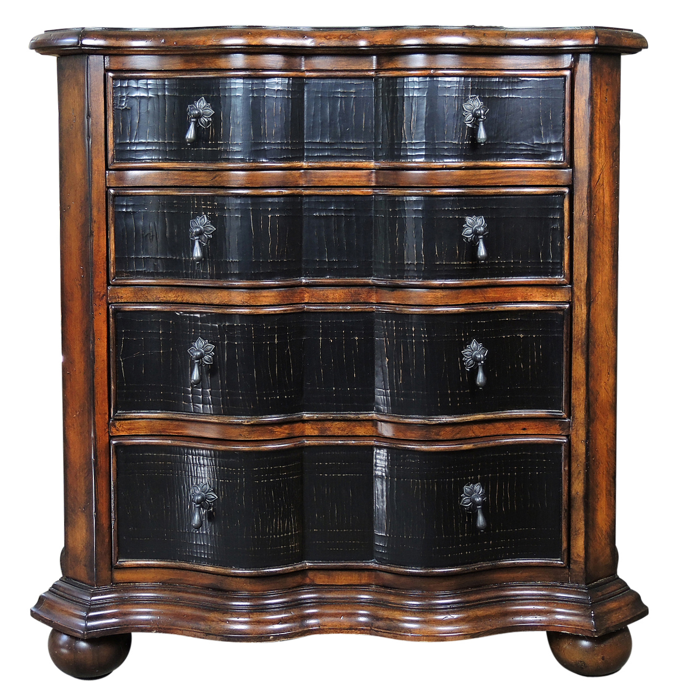 Ethan Allen Black Distressed Chest of Drawers