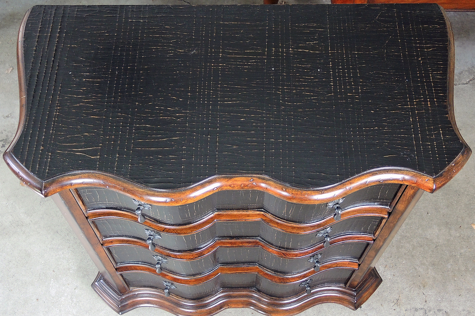 Ethan Allen Black Distressed Chest of Drawers