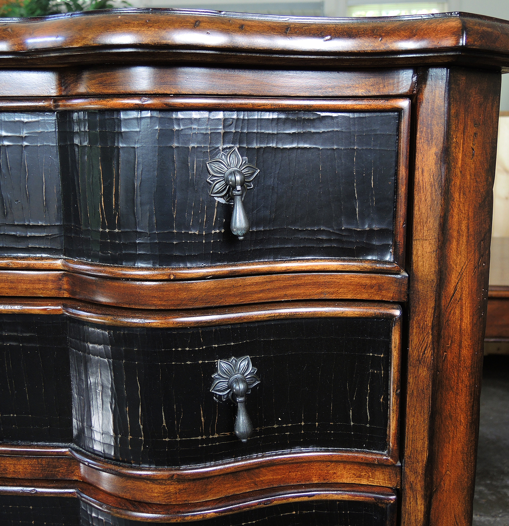 Ethan Allen Black Distressed Chest of Drawers