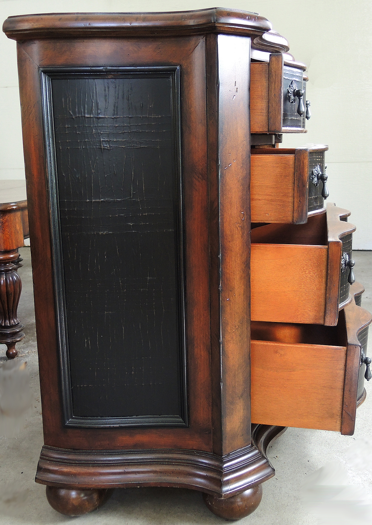 Ethan Allen Black Distressed Chest of Drawers