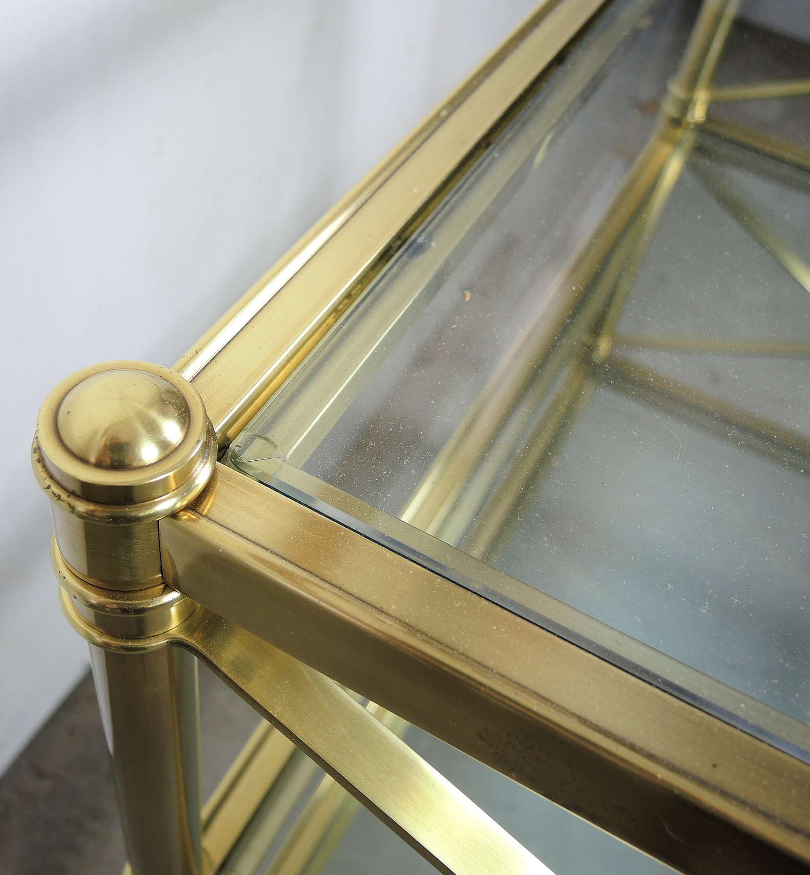 Ethan Allen Brass and Glass Server Table