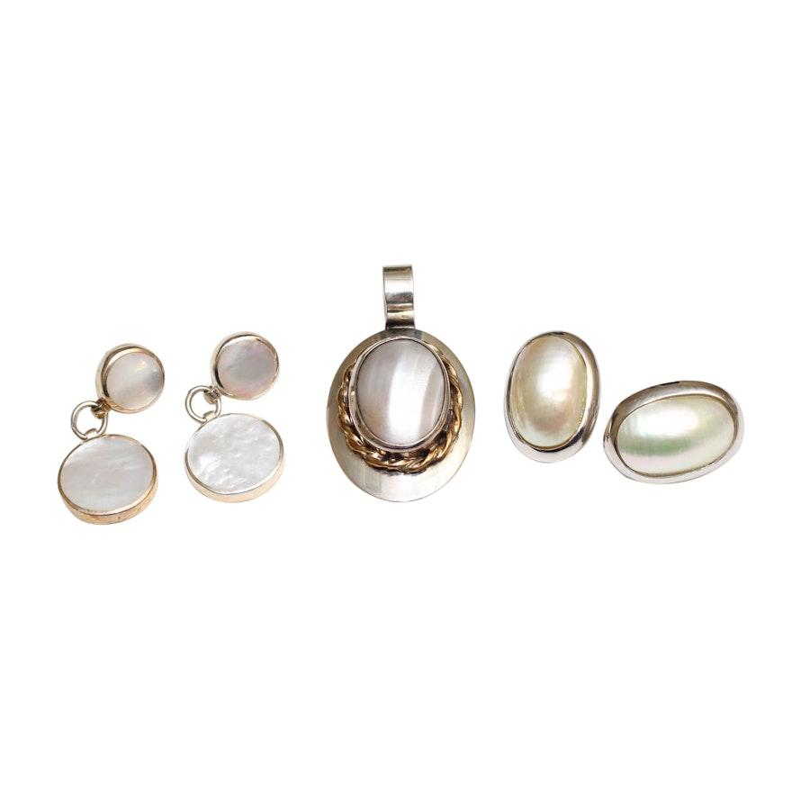 Sterling Silver, Mother of Pearl, and Shell Jewelry