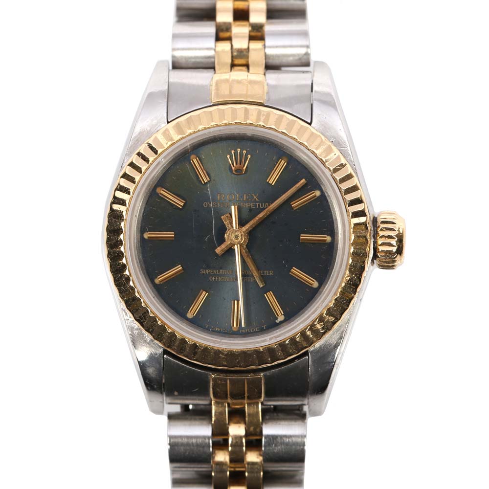 Vintage Rolex 18K Yellow Gold and Stainless Steel Oyster Perpetual Watch