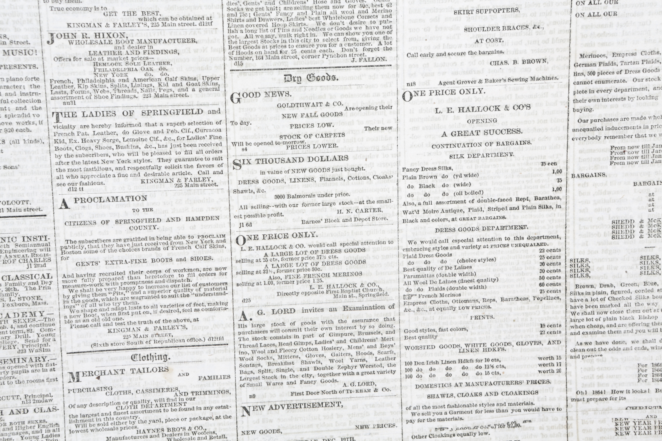 Bound Nineteenth Century "Springfield Republican" Newspaper Pages