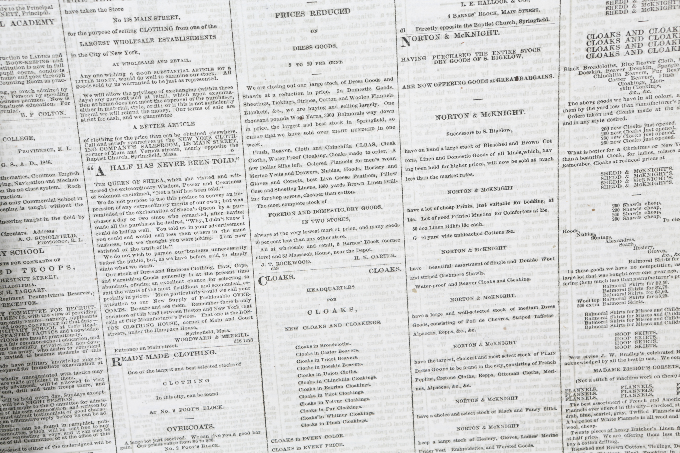Bound Nineteenth Century "Springfield Republican" Newspaper Pages