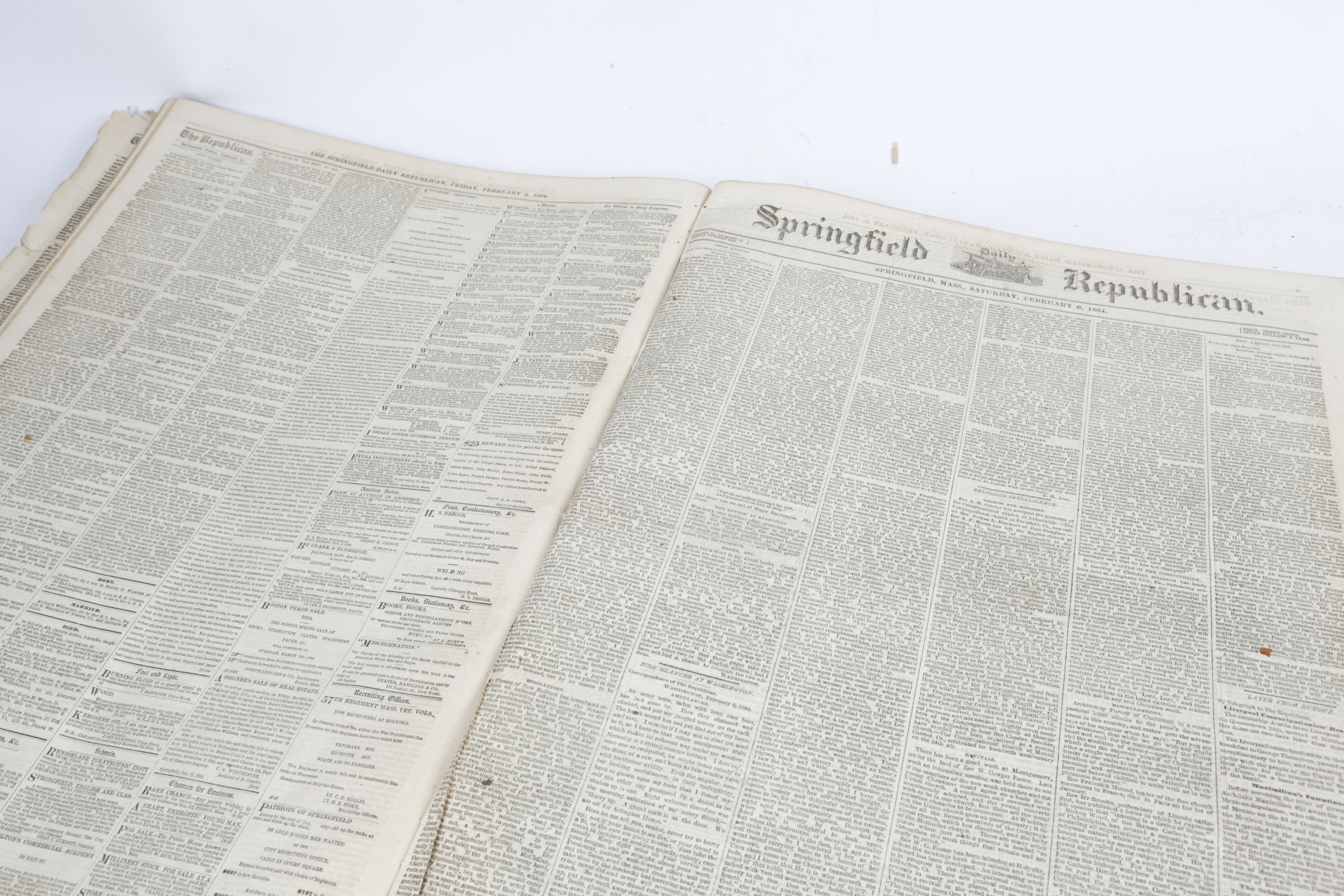 Bound Nineteenth Century "Springfield Republican" Newspaper Pages