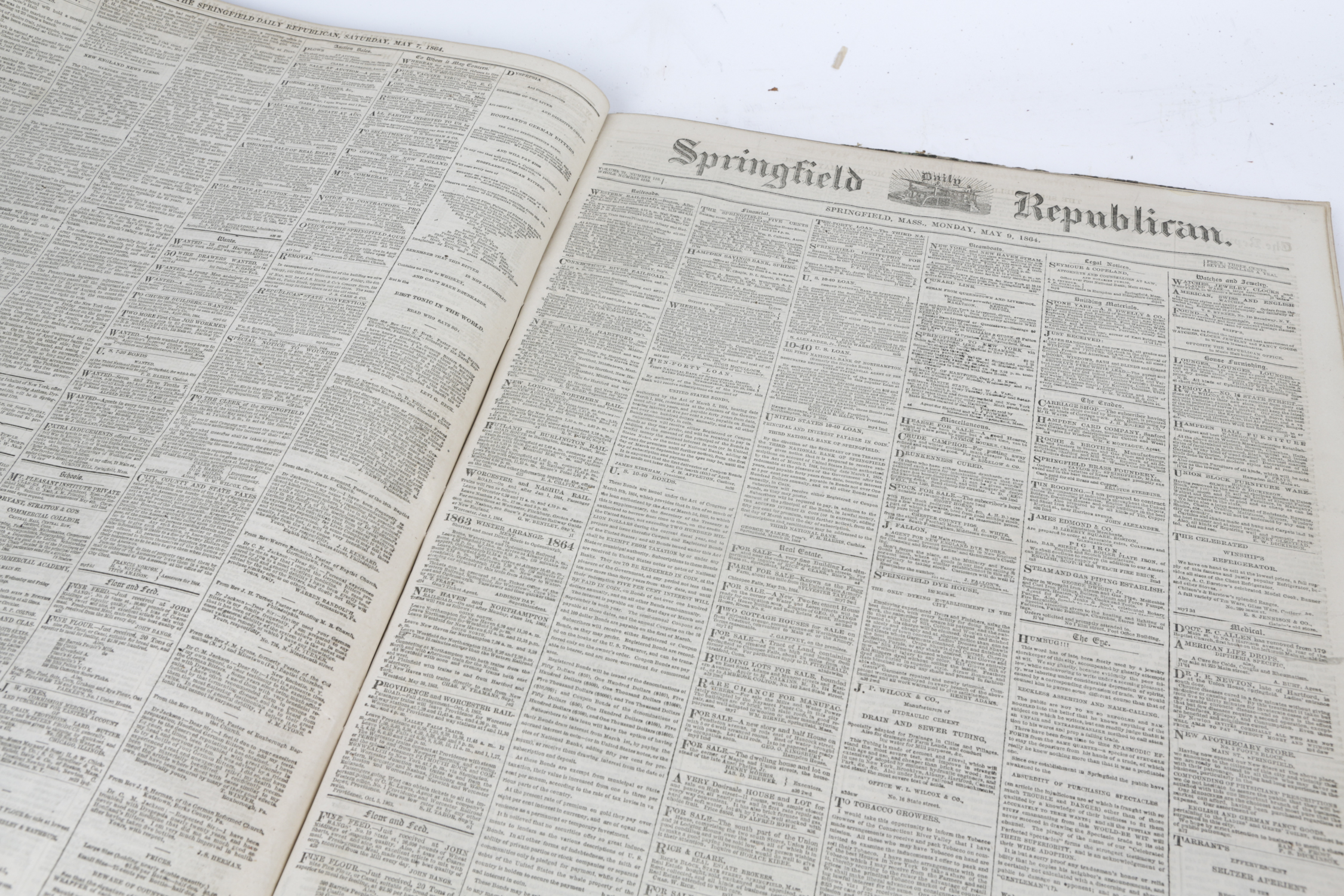 Bound Nineteenth Century "Springfield Republican" Newspaper Pages