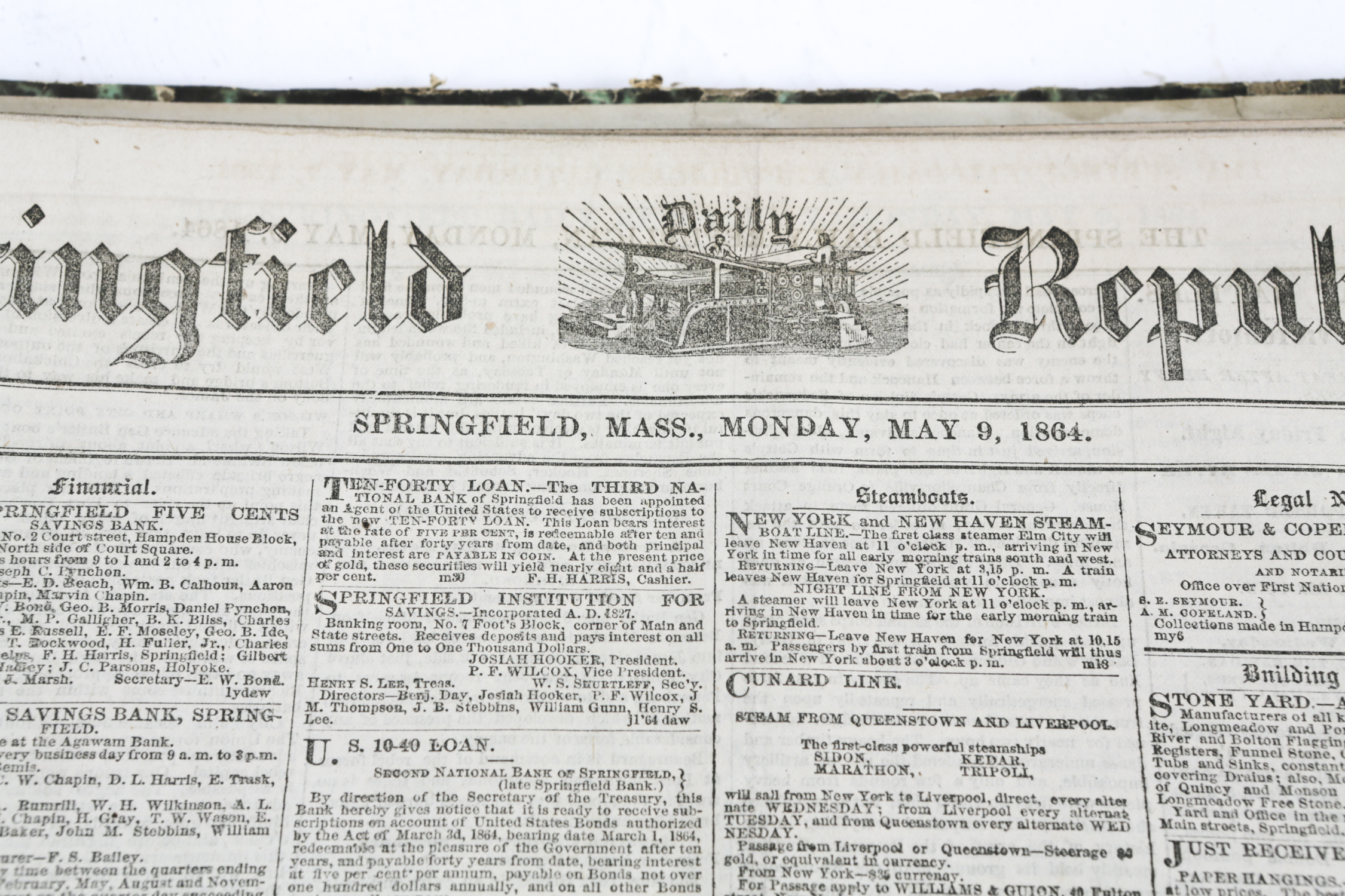 Bound Nineteenth Century "Springfield Republican" Newspaper Pages