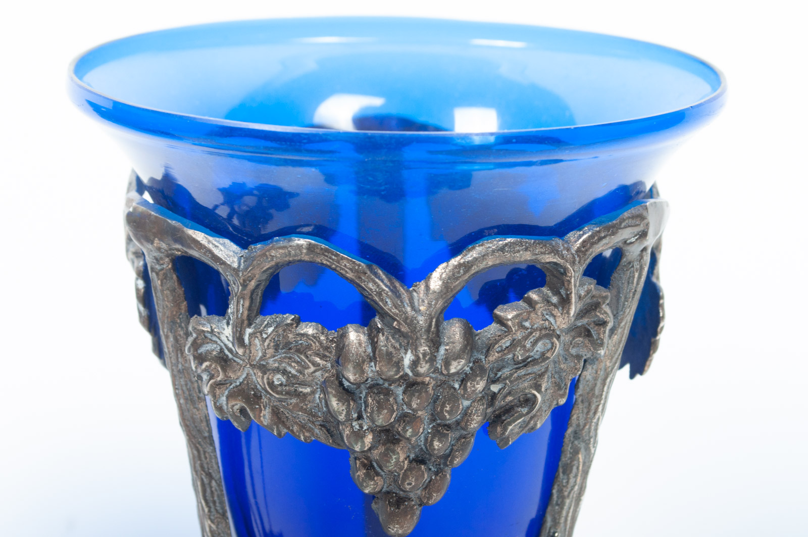 Cobalt Blue Glass and Metal Candle Holders