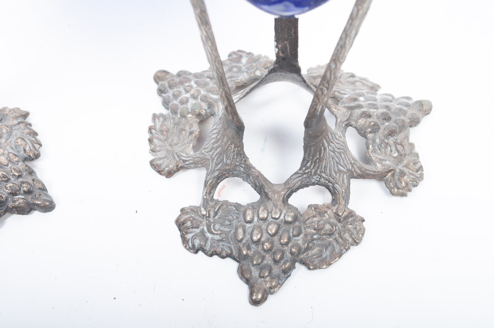 Cobalt Blue Glass and Metal Candle Holders