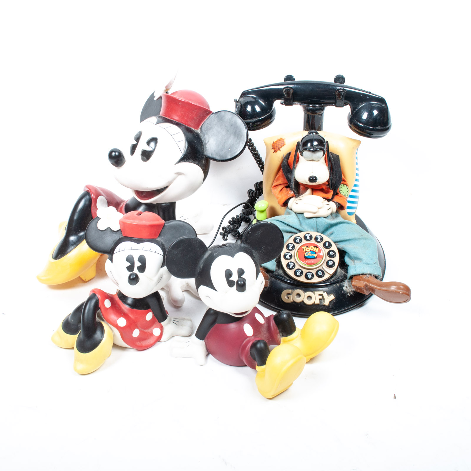 Set of Walt Disney Character Figurines and Telephone