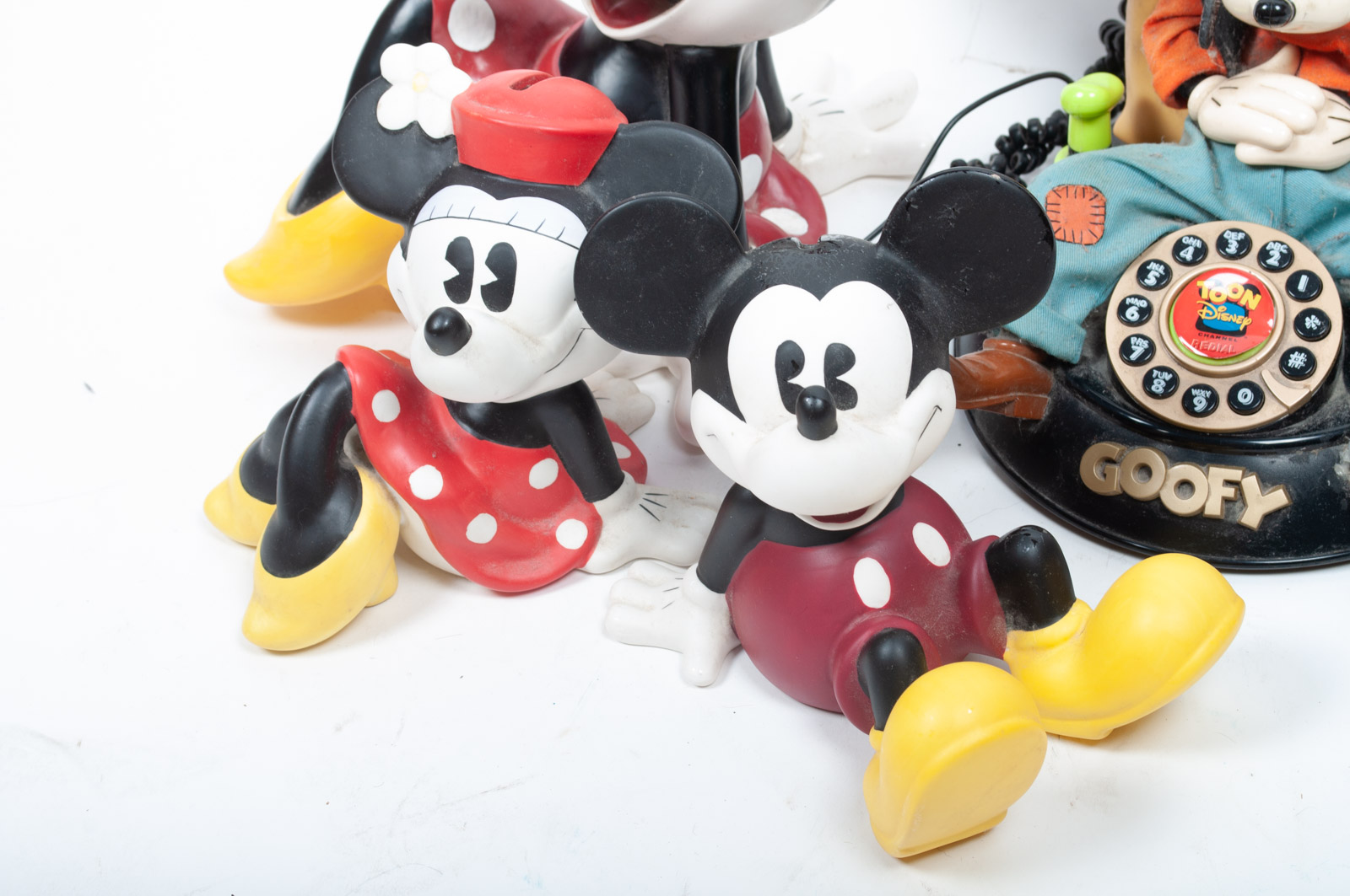 Set of Walt Disney Character Figurines and Telephone