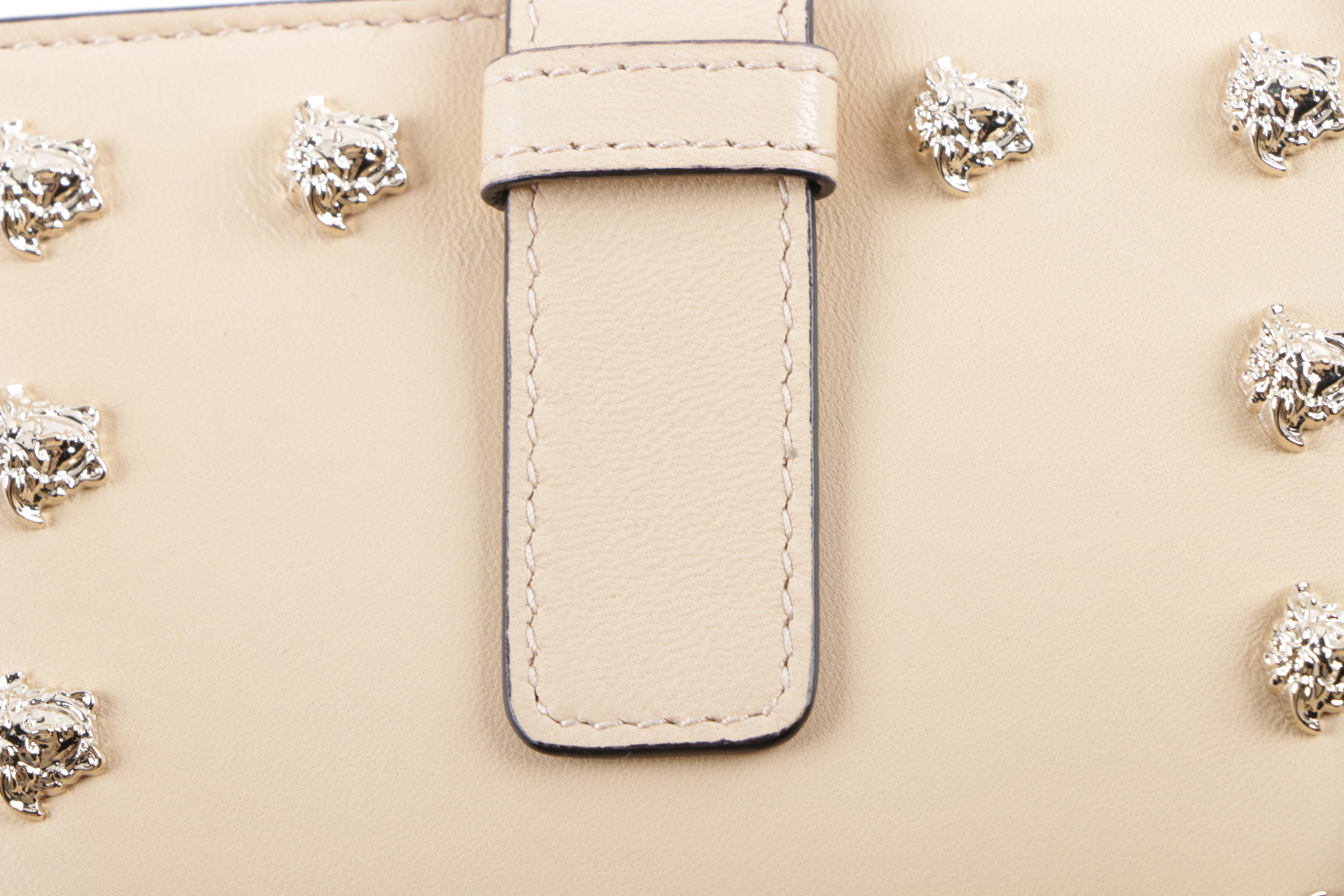 Versace Medusa Beige and Lilac Purple Leather Wallet