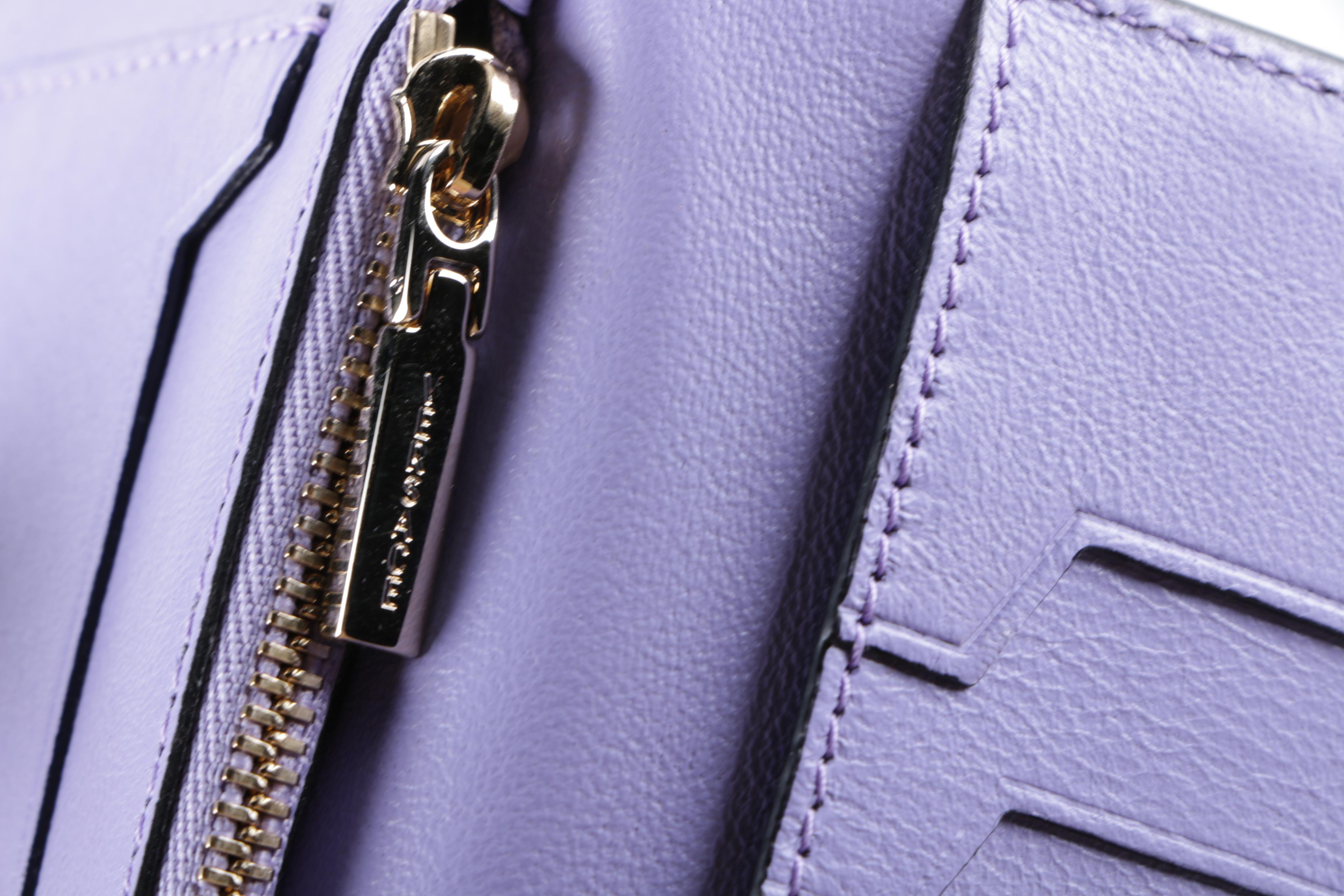 Versace Medusa Beige and Lilac Purple Leather Wallet