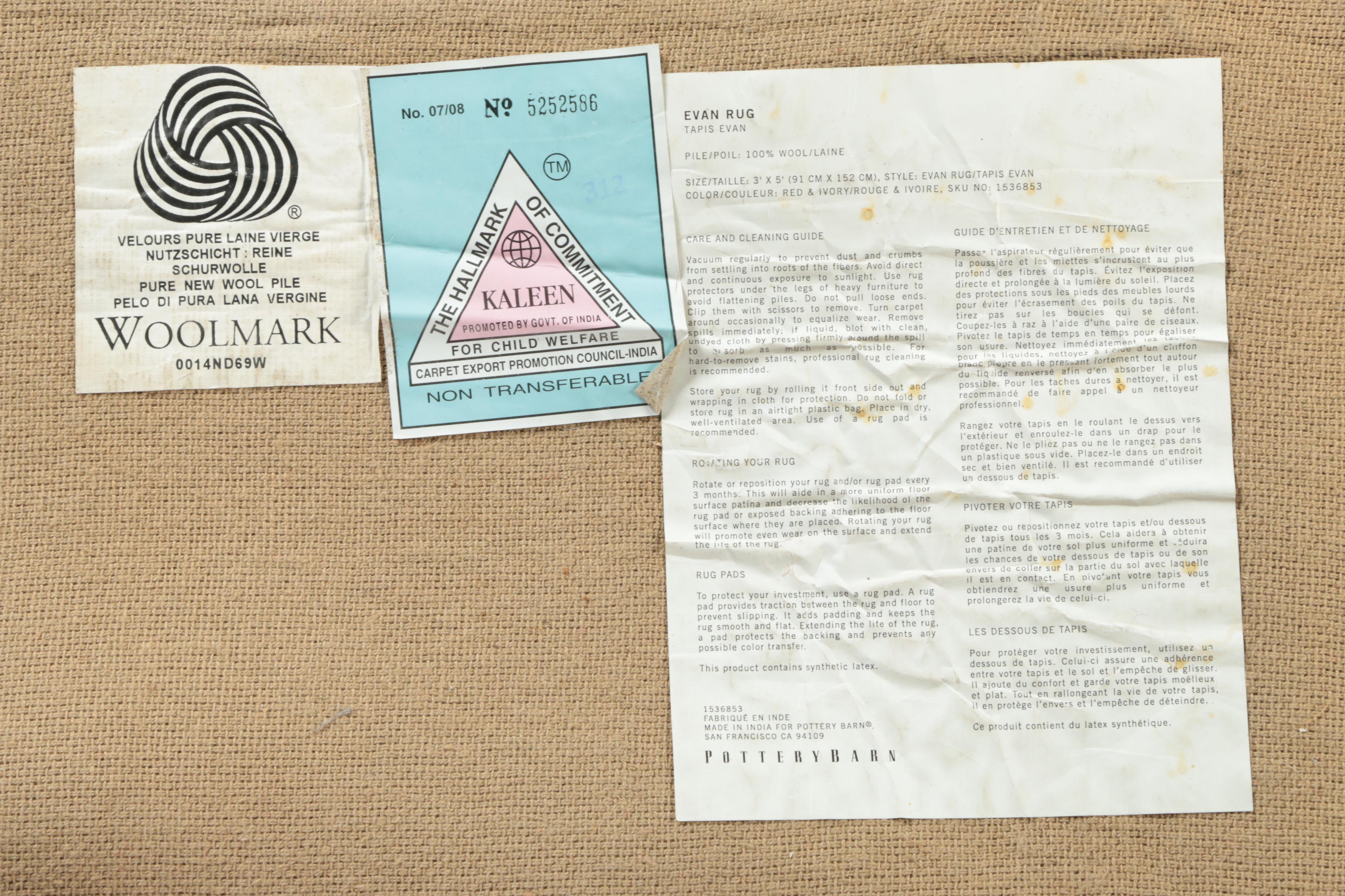 Pottery Barn Tufted  "Evan" Accent Rug