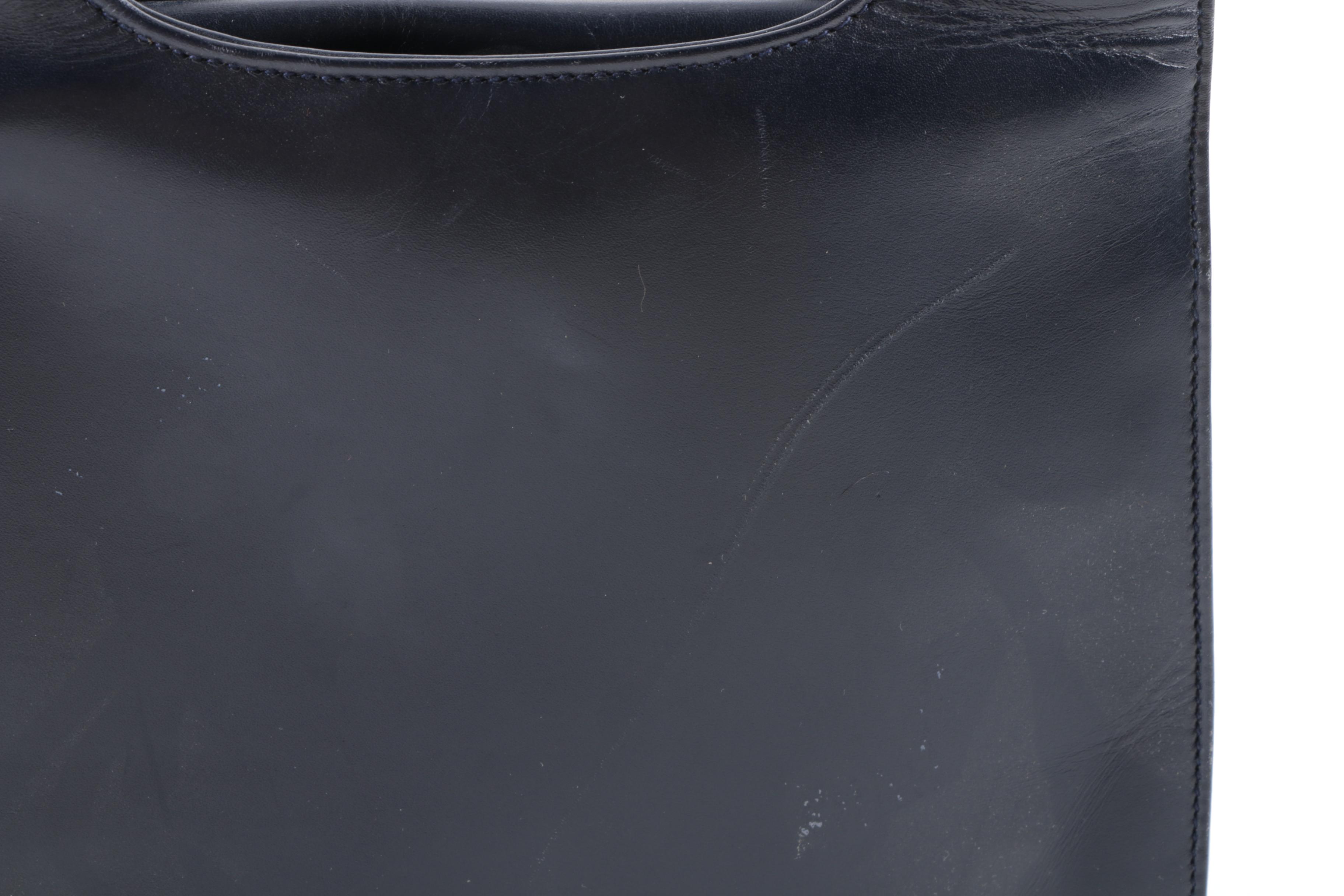 Vintage Giada Faggi Navy Blue Leather Handbag