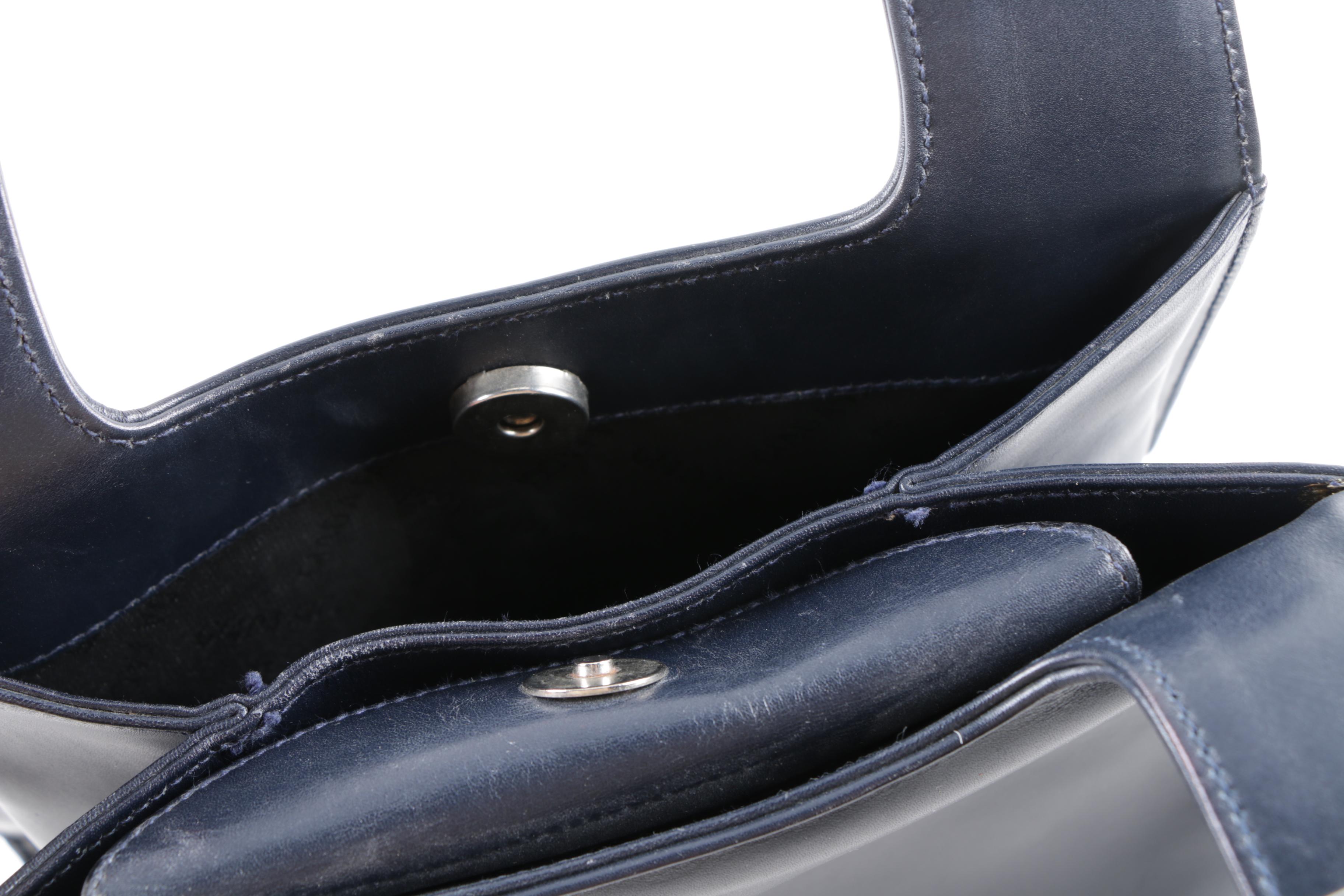 Vintage Giada Faggi Navy Blue Leather Handbag