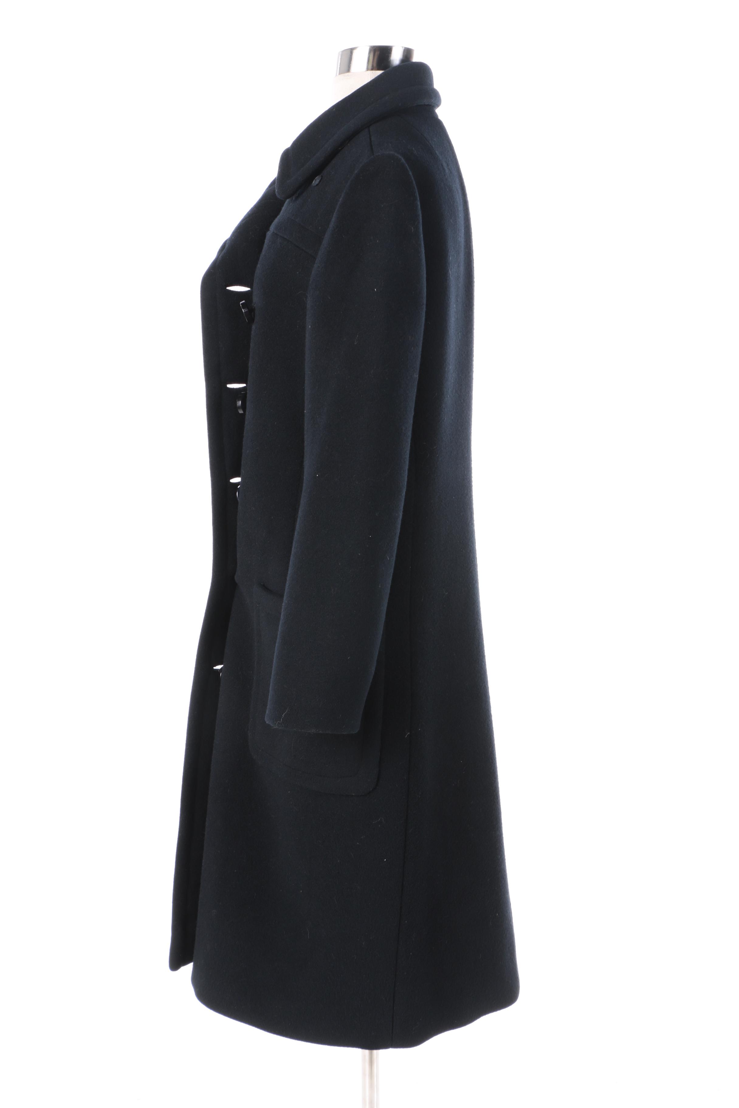 Women's Vintage Black Wool Double-Breasted Coat