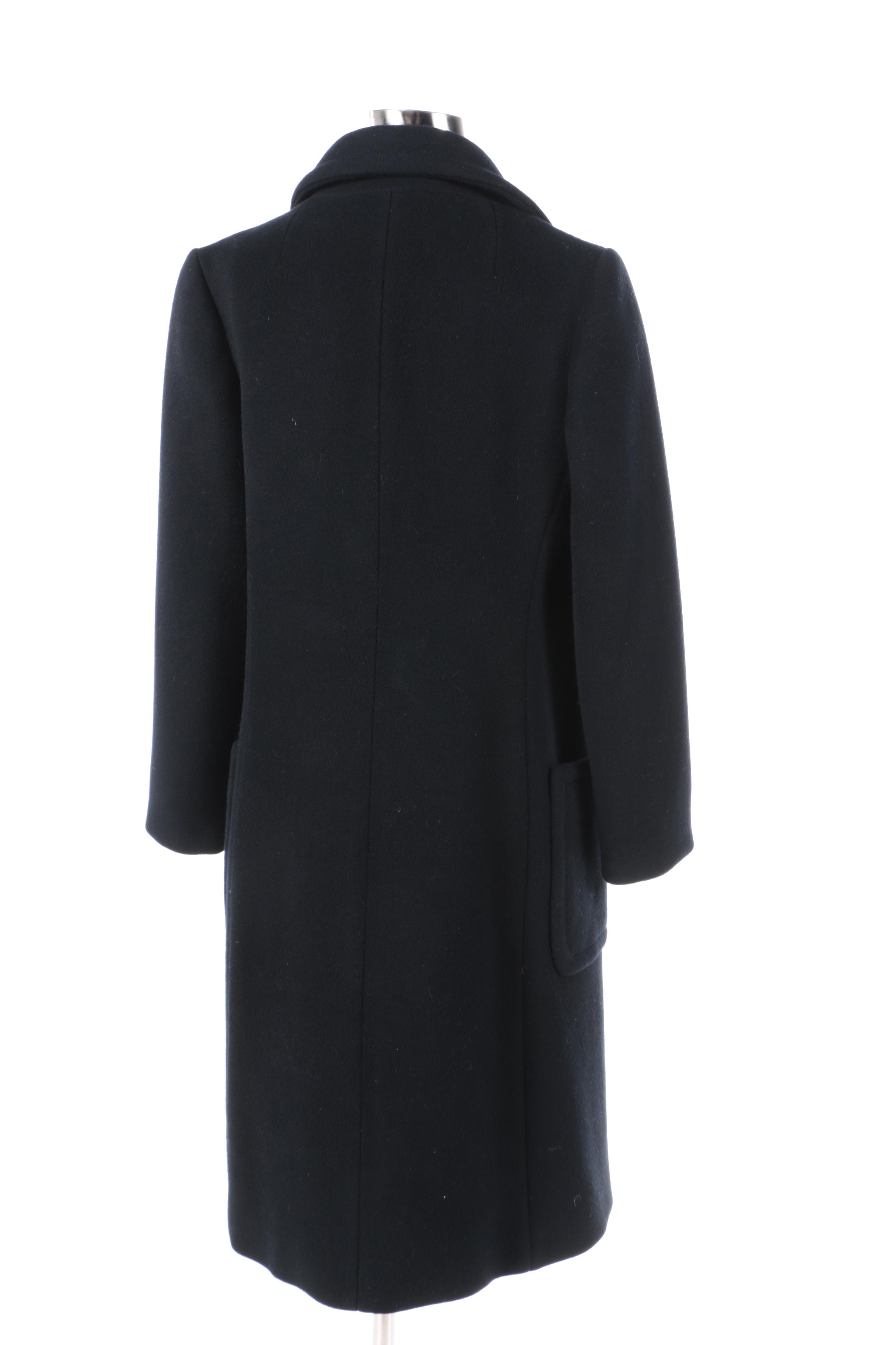 Women's Vintage Black Wool Double-Breasted Coat