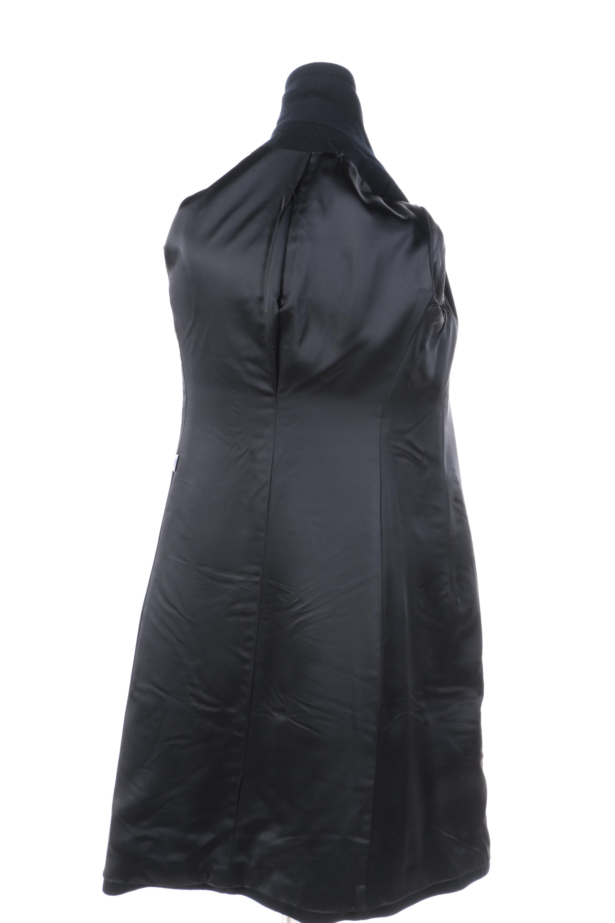 Women's Vintage Black Wool Double-Breasted Coat